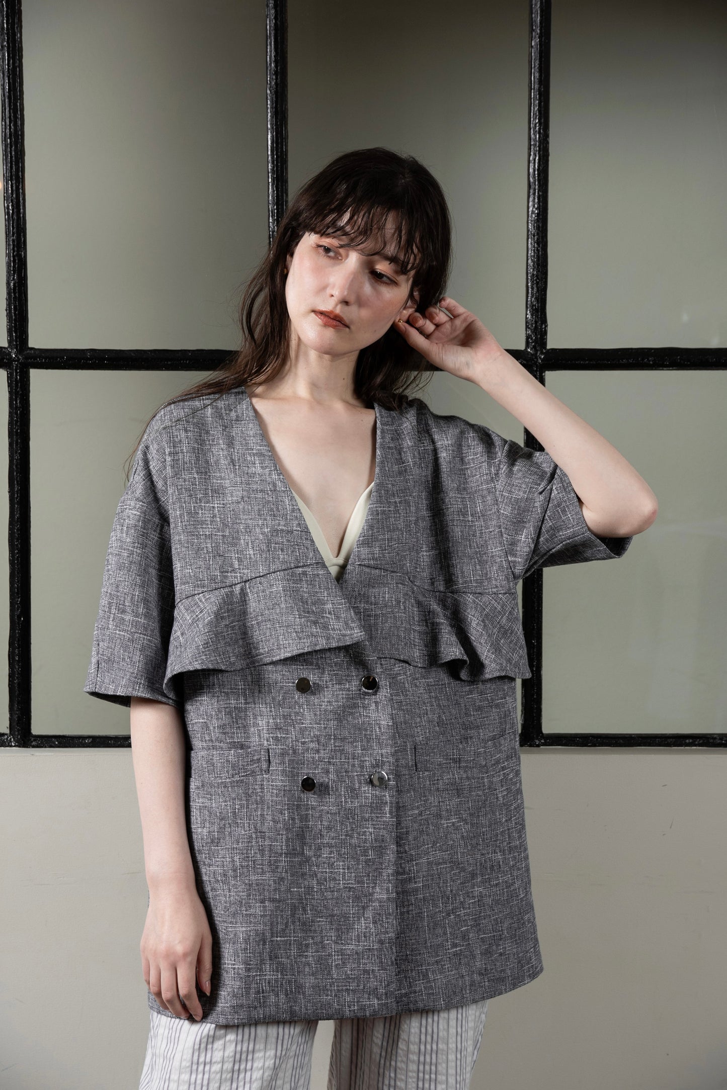 frill double button jacket