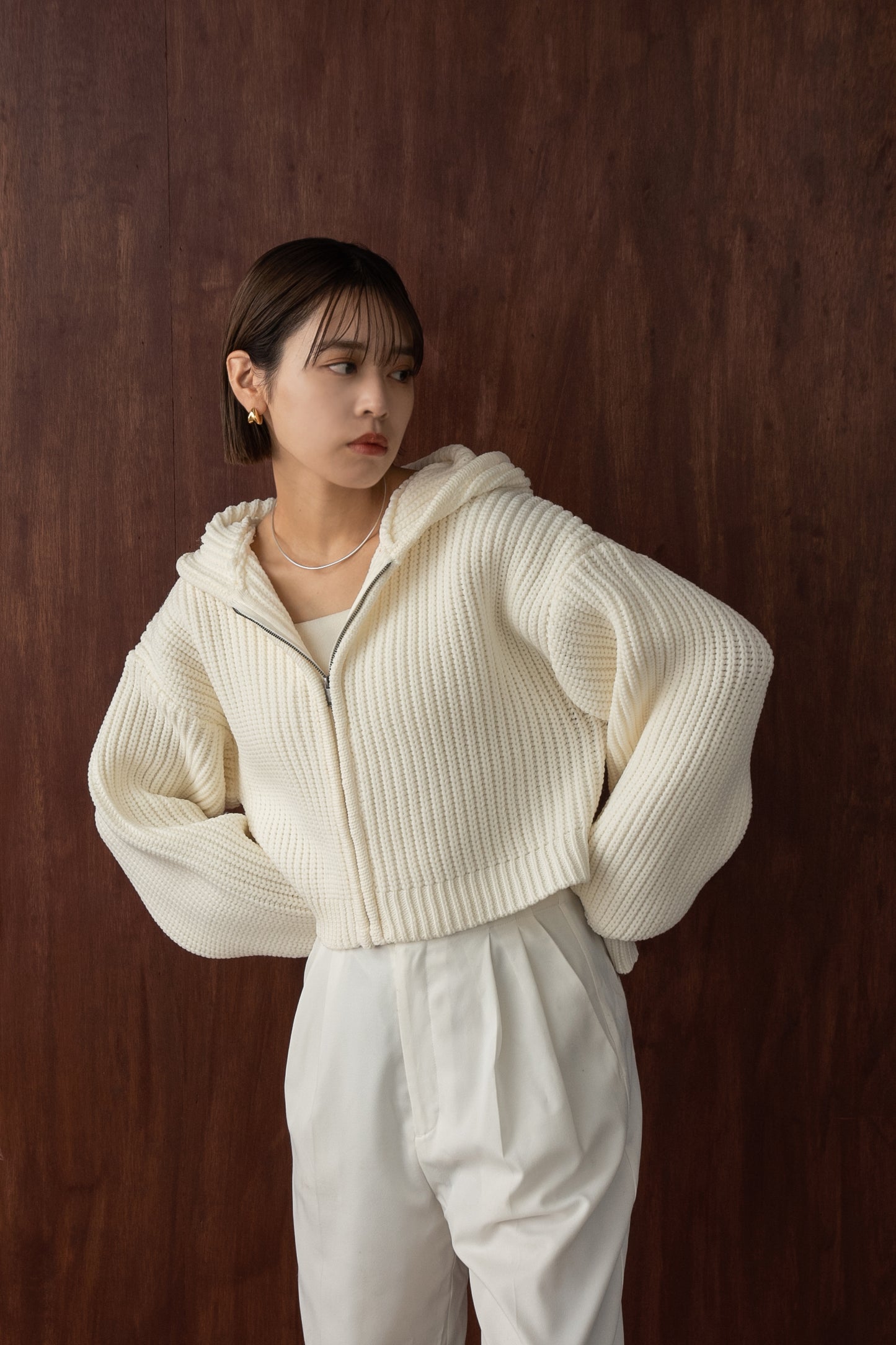 short knit hoodie