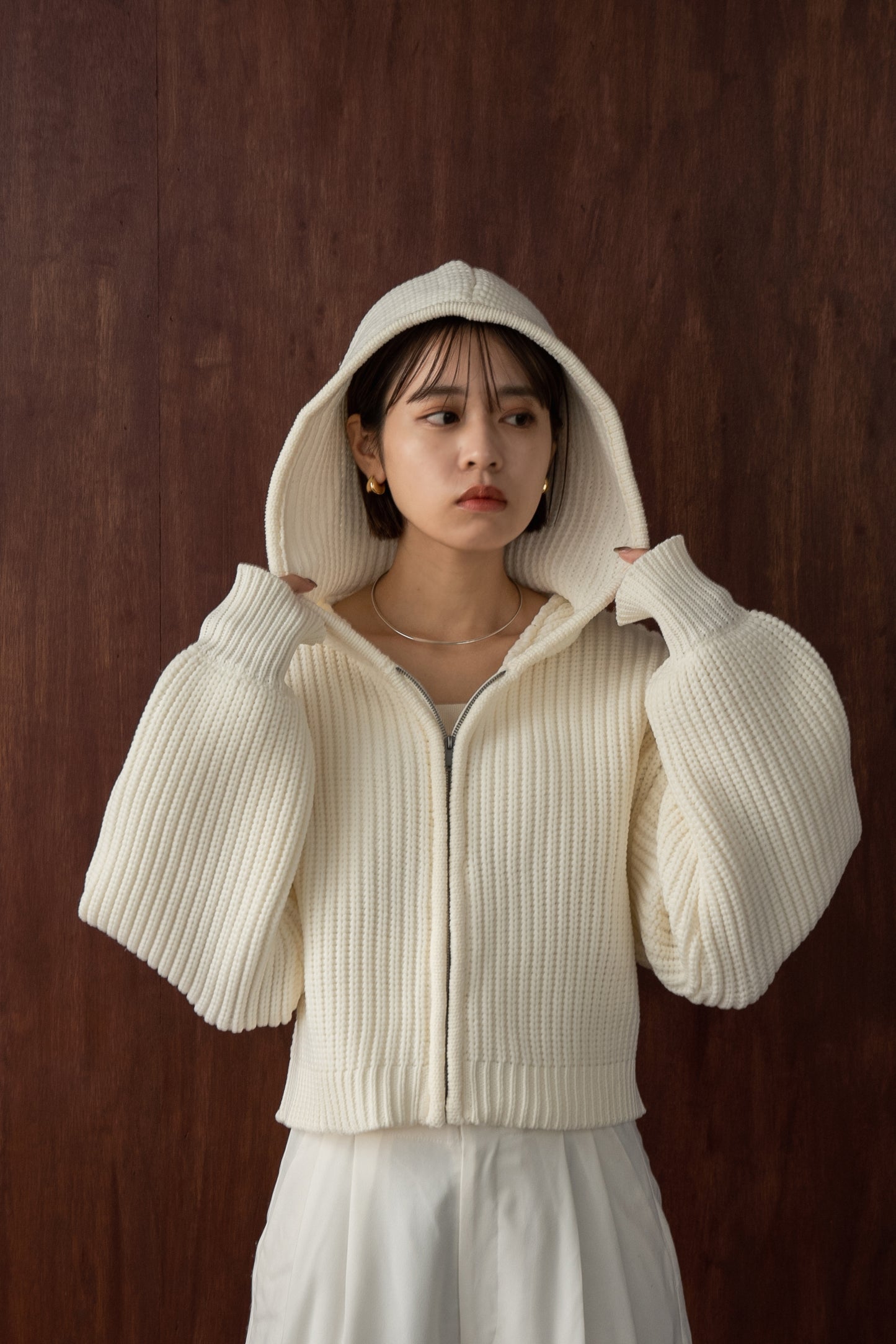 short knit hoodie