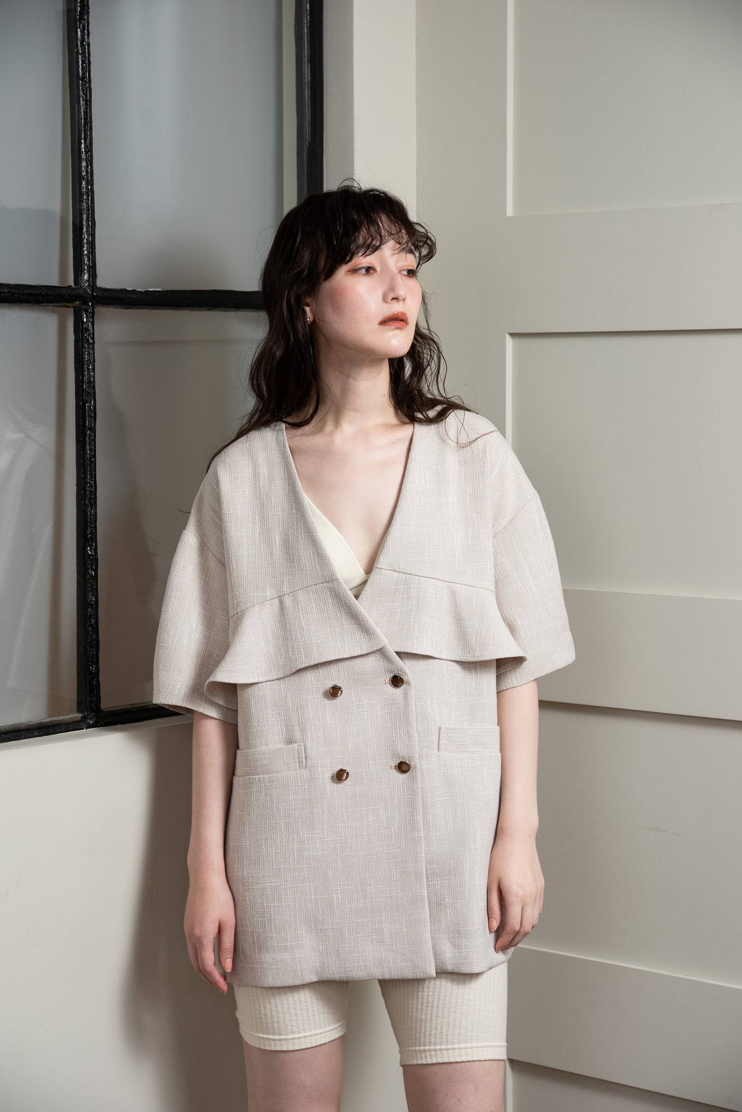 frill double button jacket