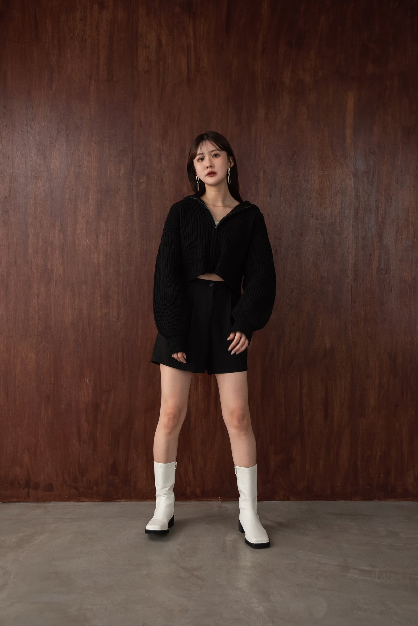 short knit hoodie