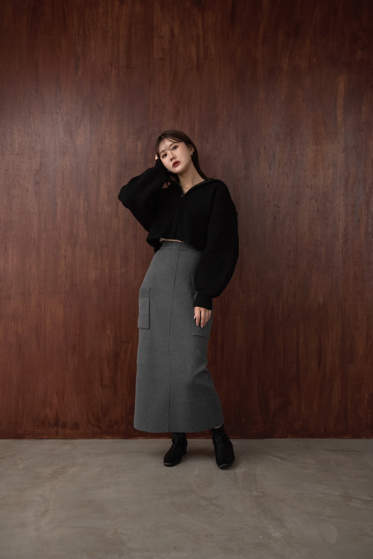 side pocket straight skirt