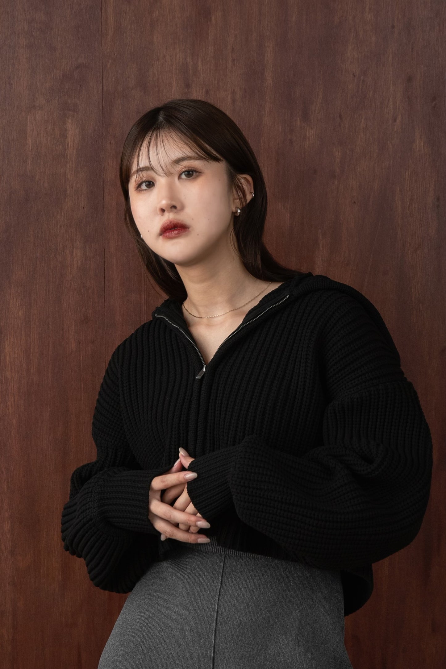 short knit hoodie