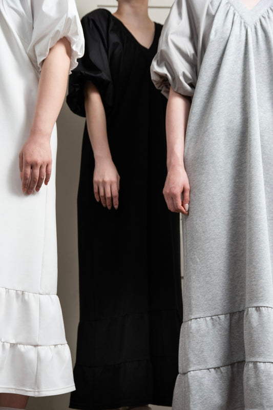 different materials v neck tiered op