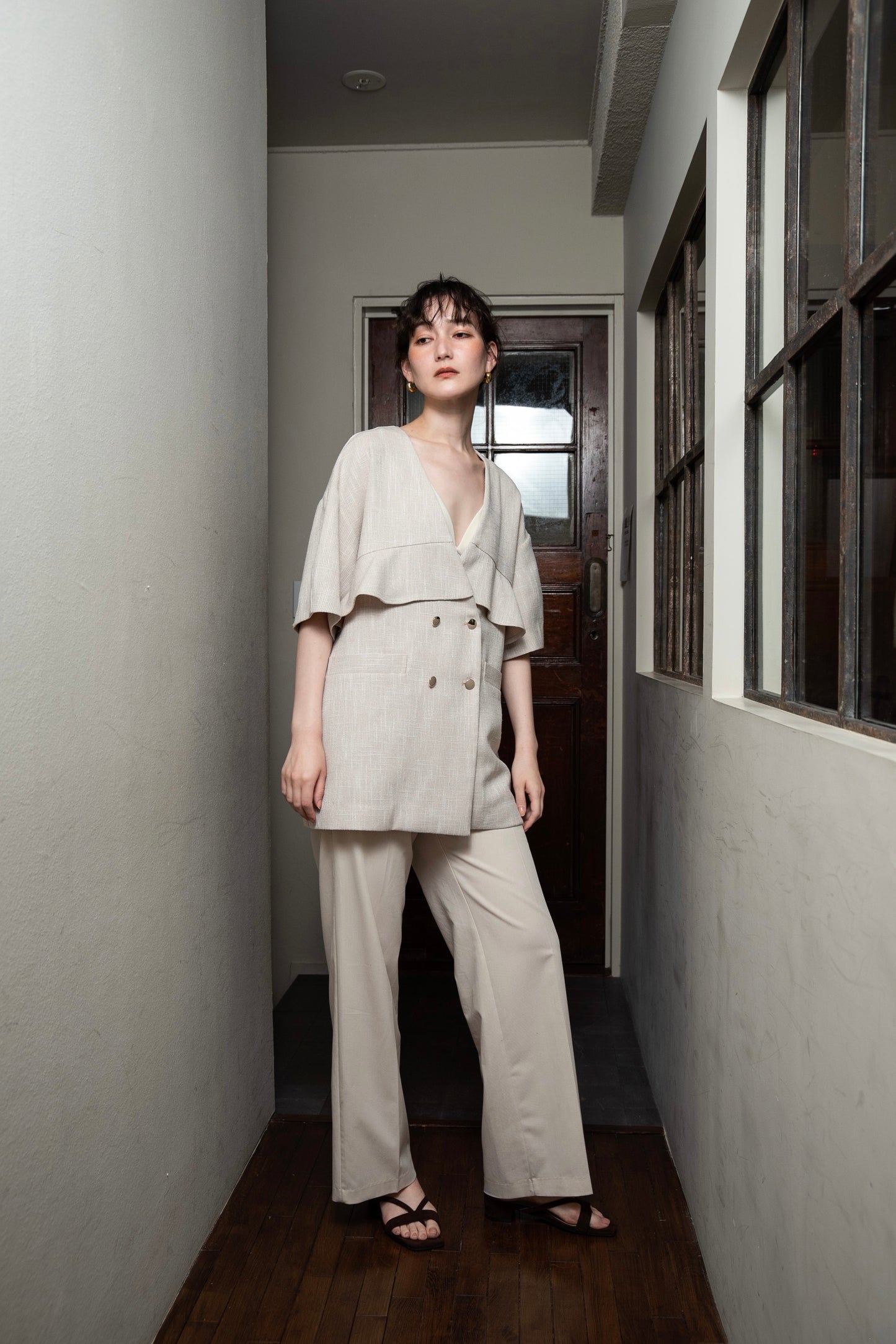 frill double button jacket