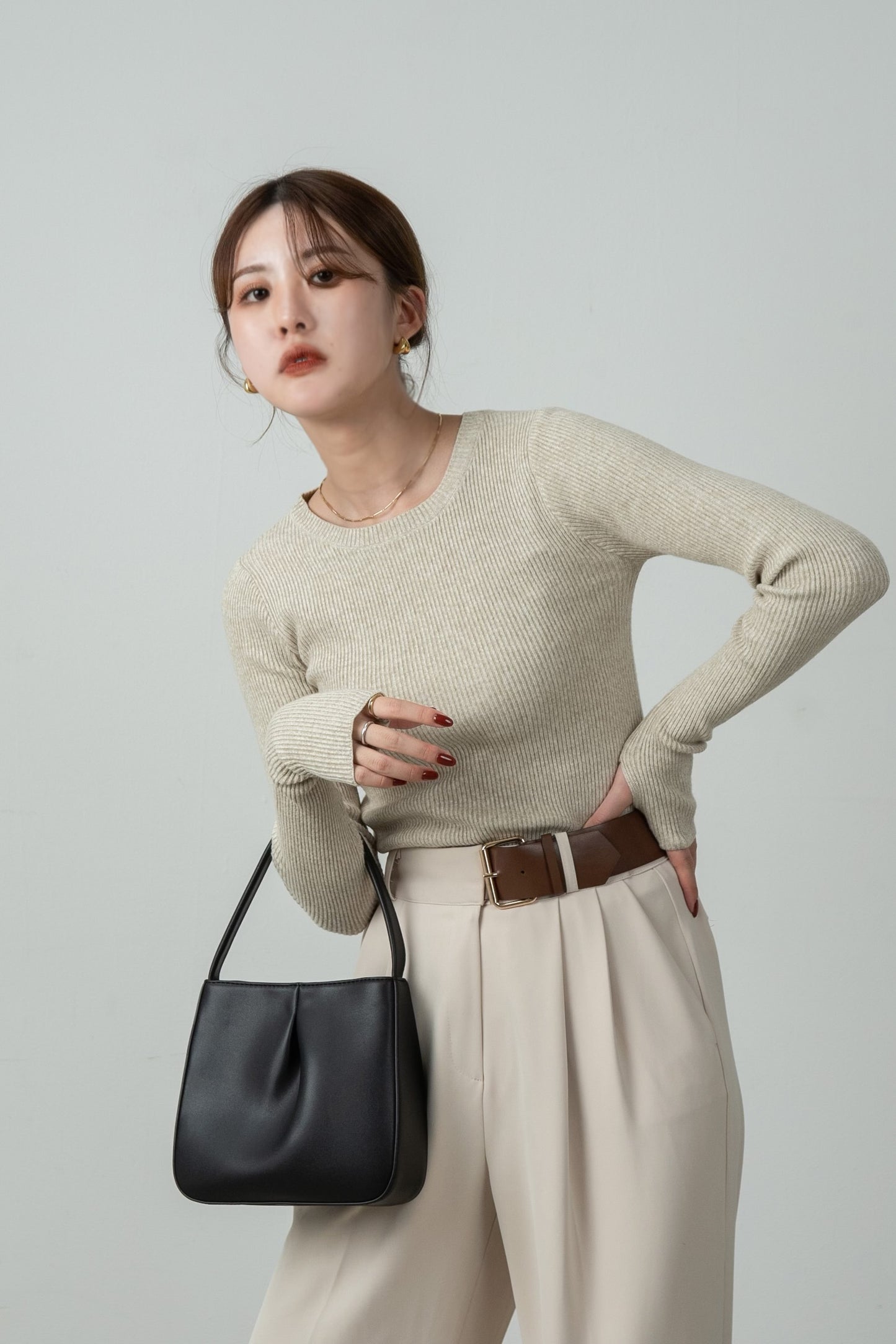 slim rib knit tops