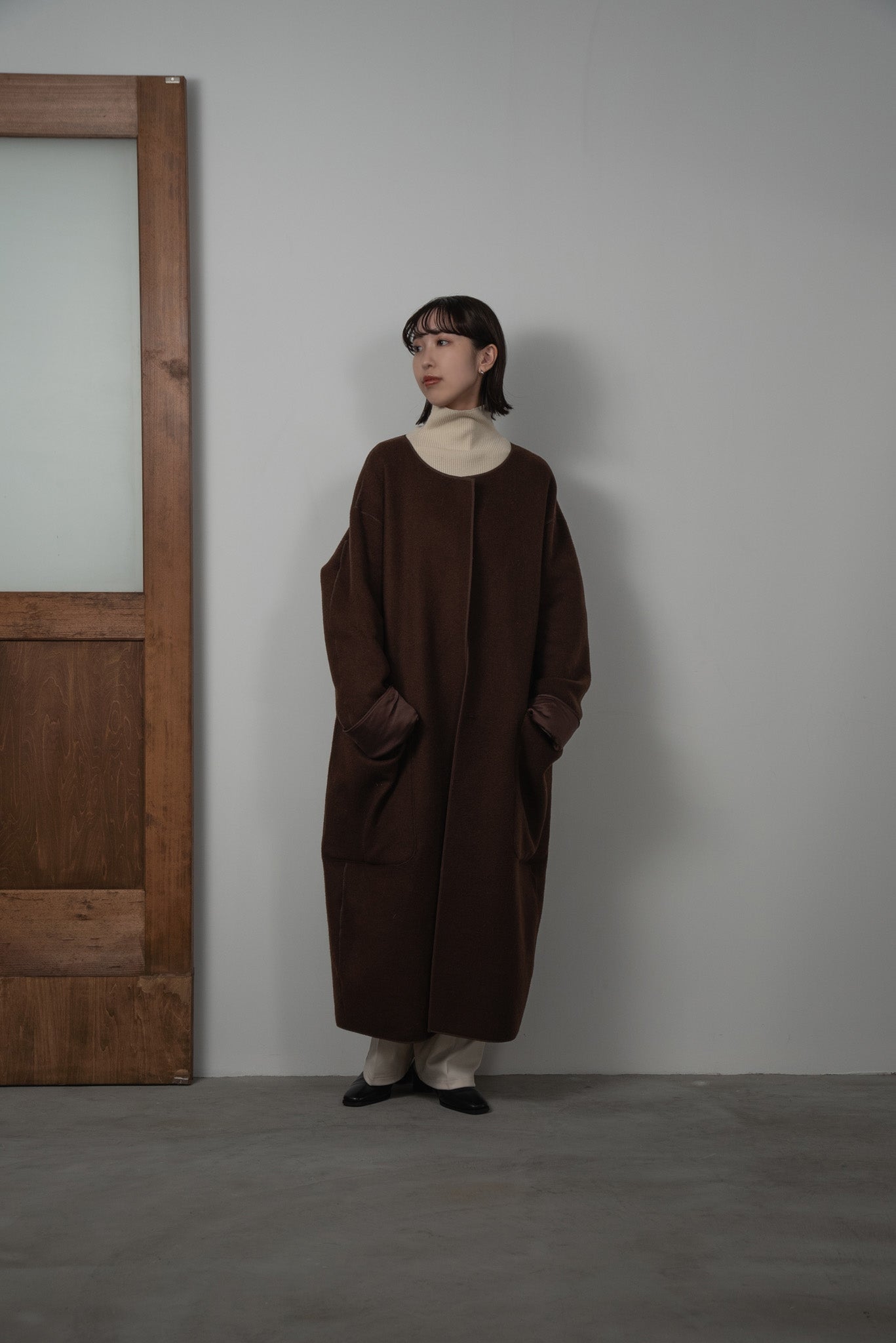 reversible wool long coat