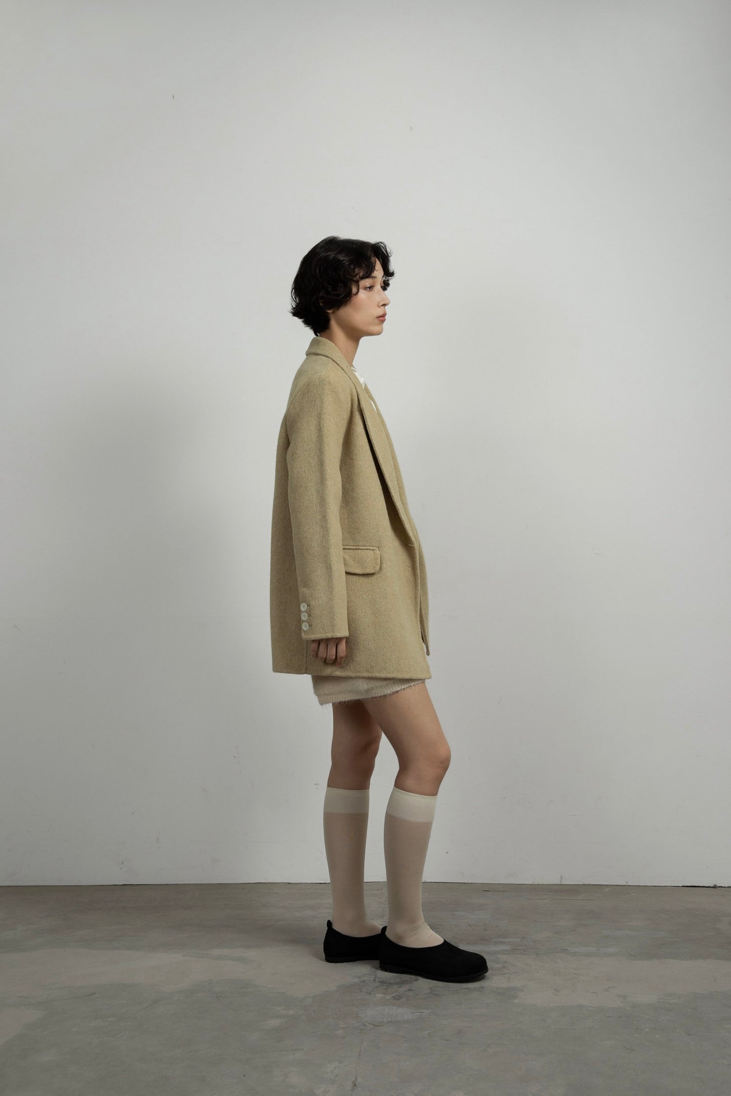 handmade trapezoid collar jacket coat