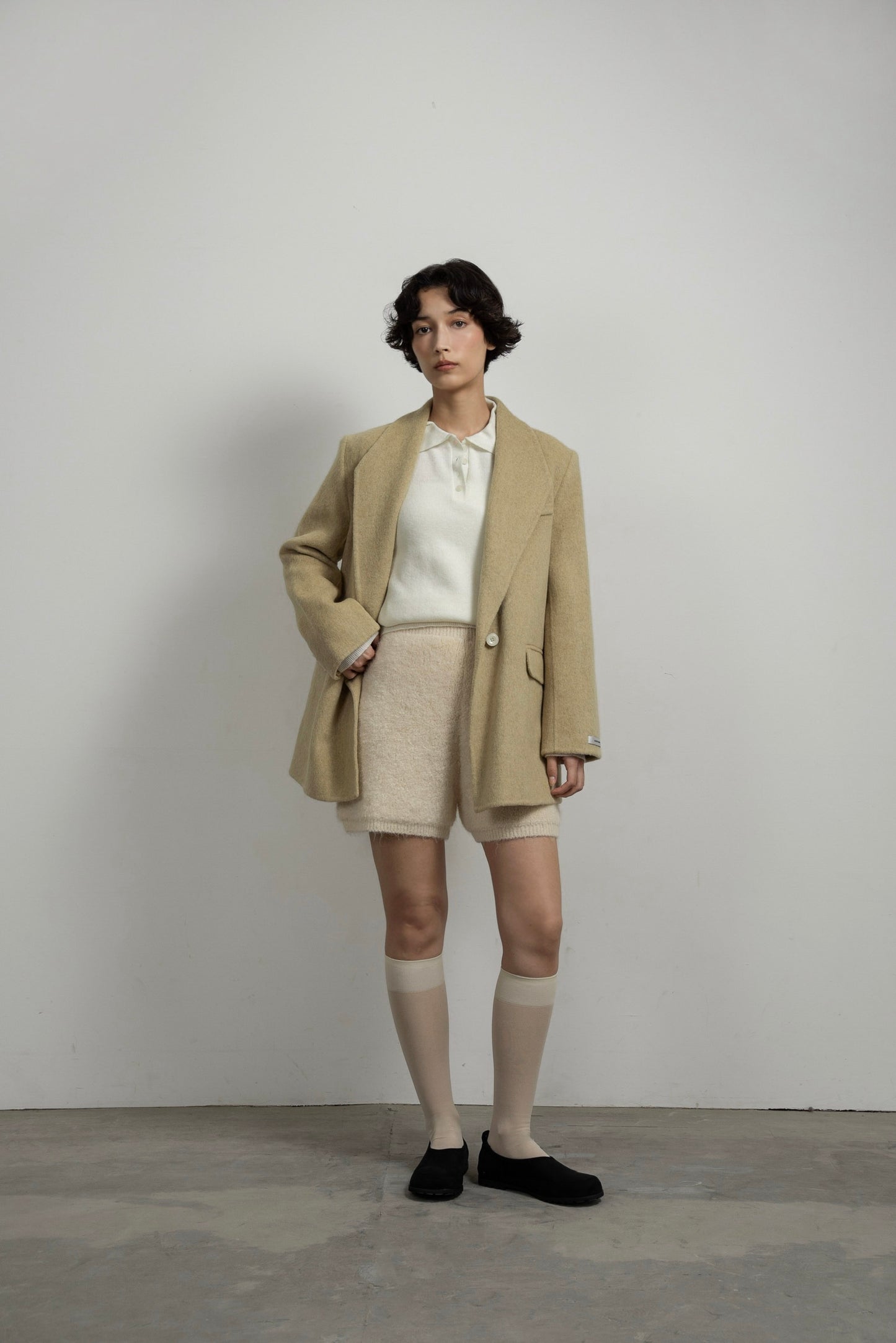 handmade trapezoid collar jacket coat