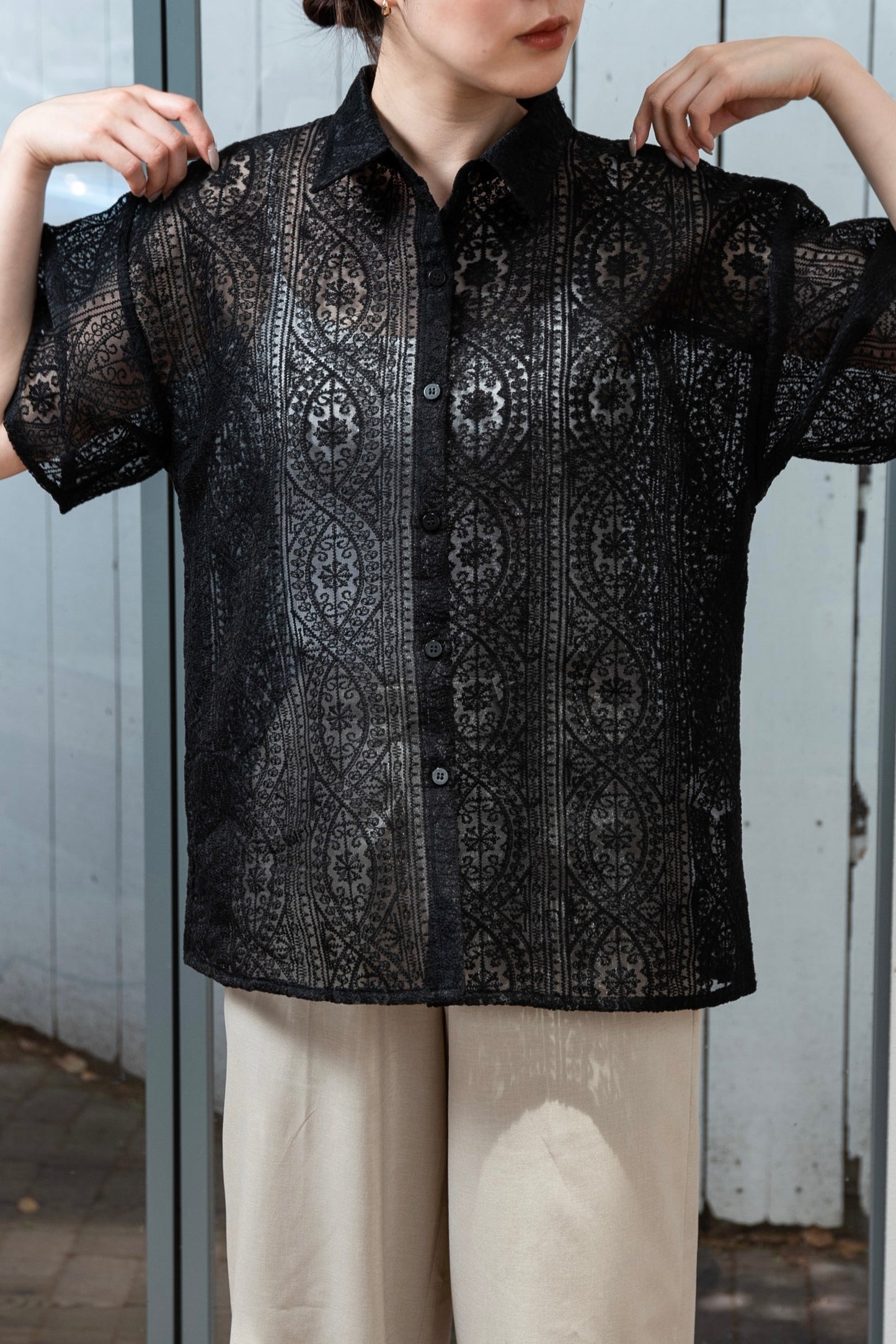 lace sheer shirt