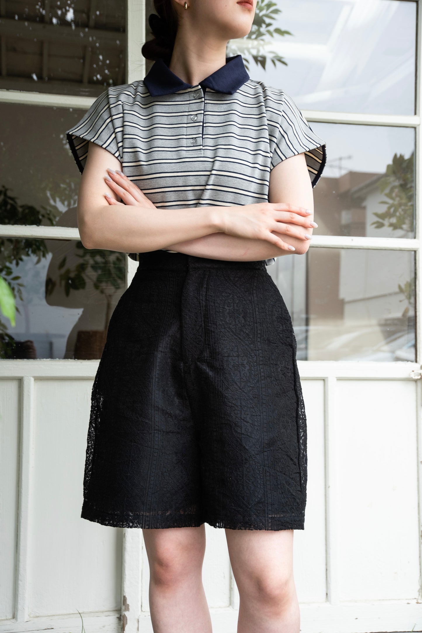 lace sheer short pants