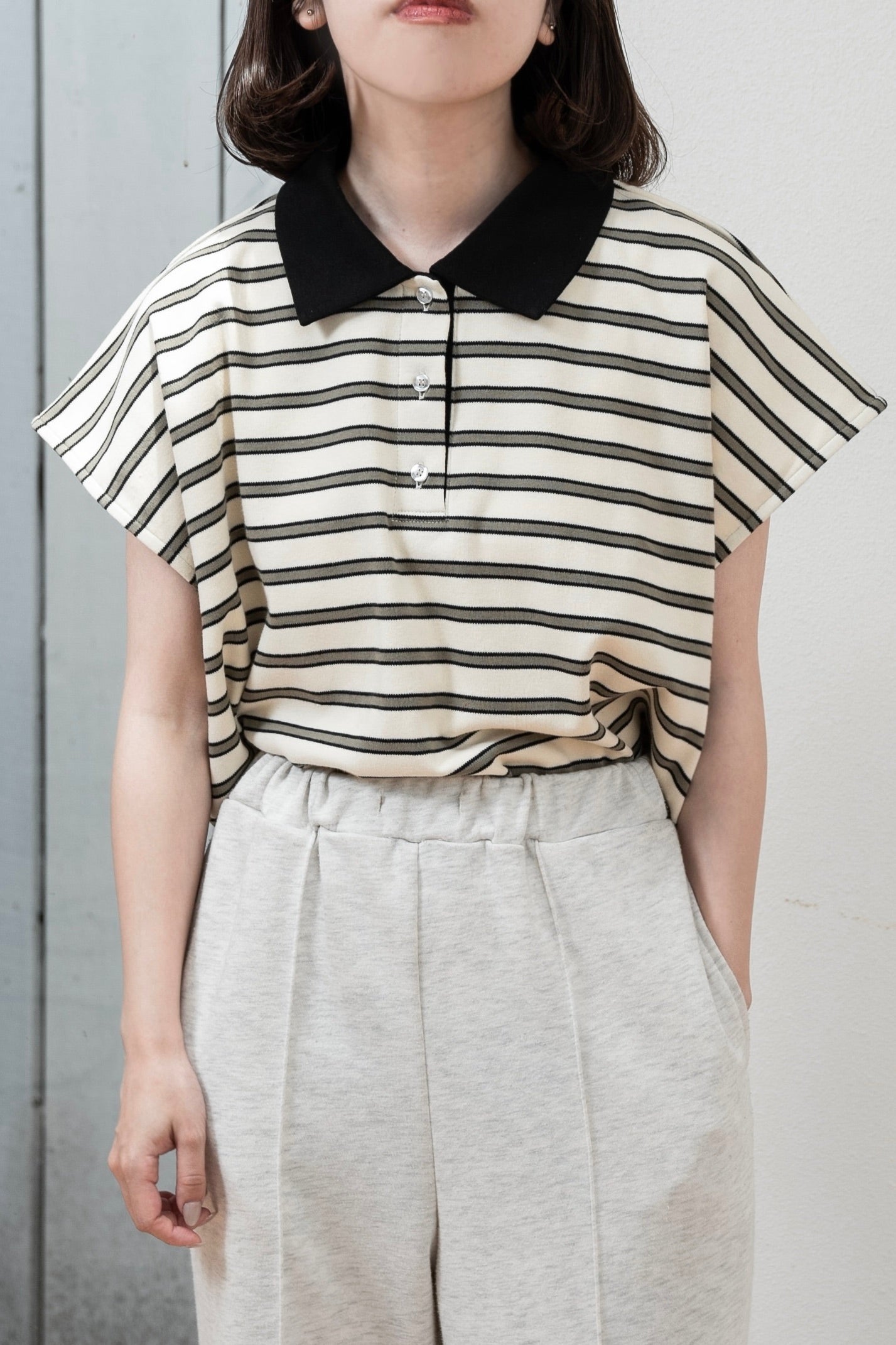 french sleeve multi border tops