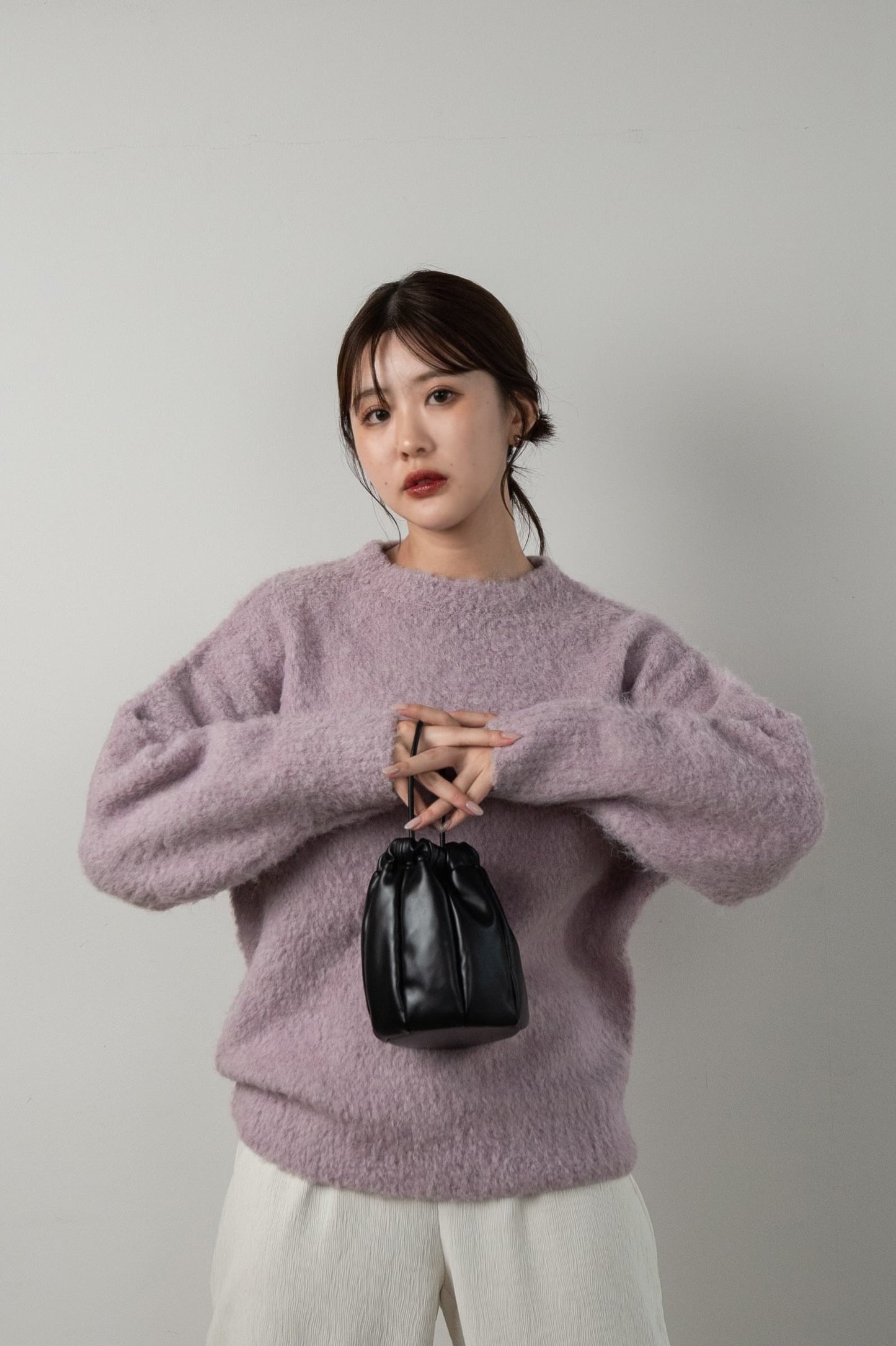 crew neck shaggy knit