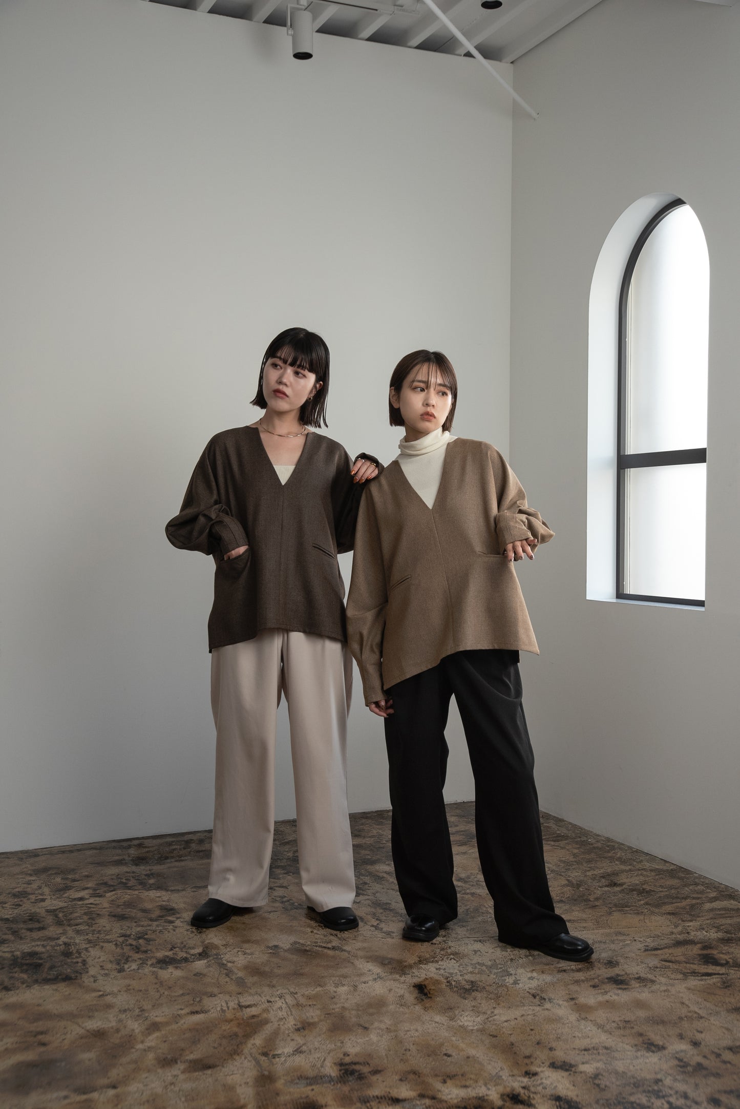 V neck front pocket tops