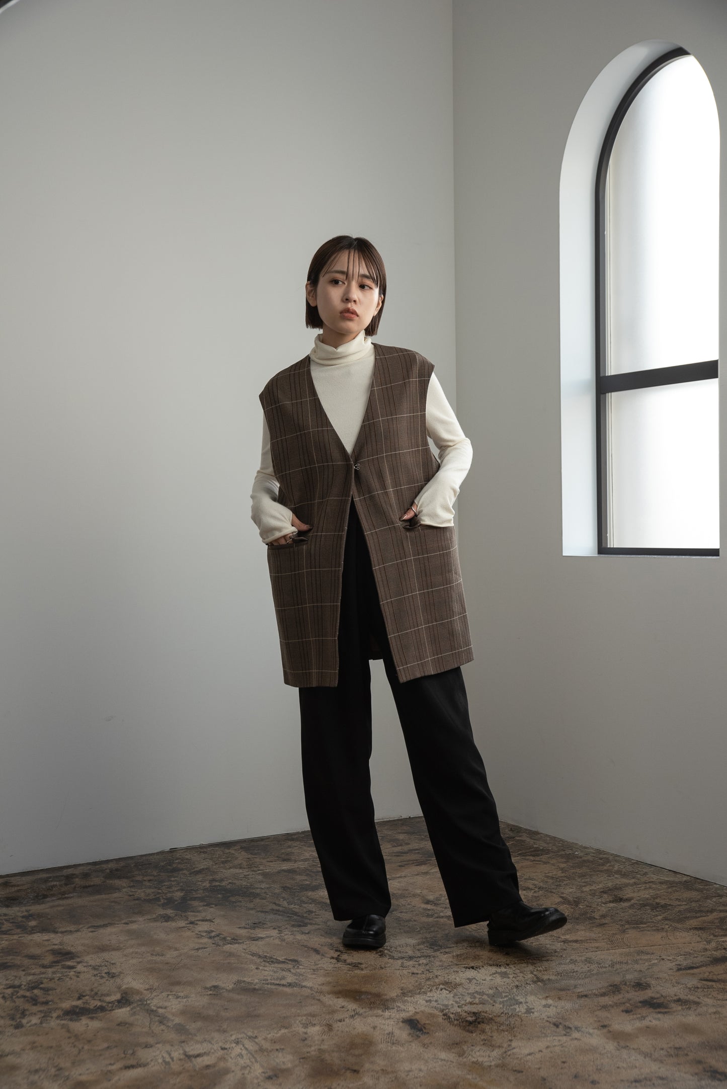 glen check vest