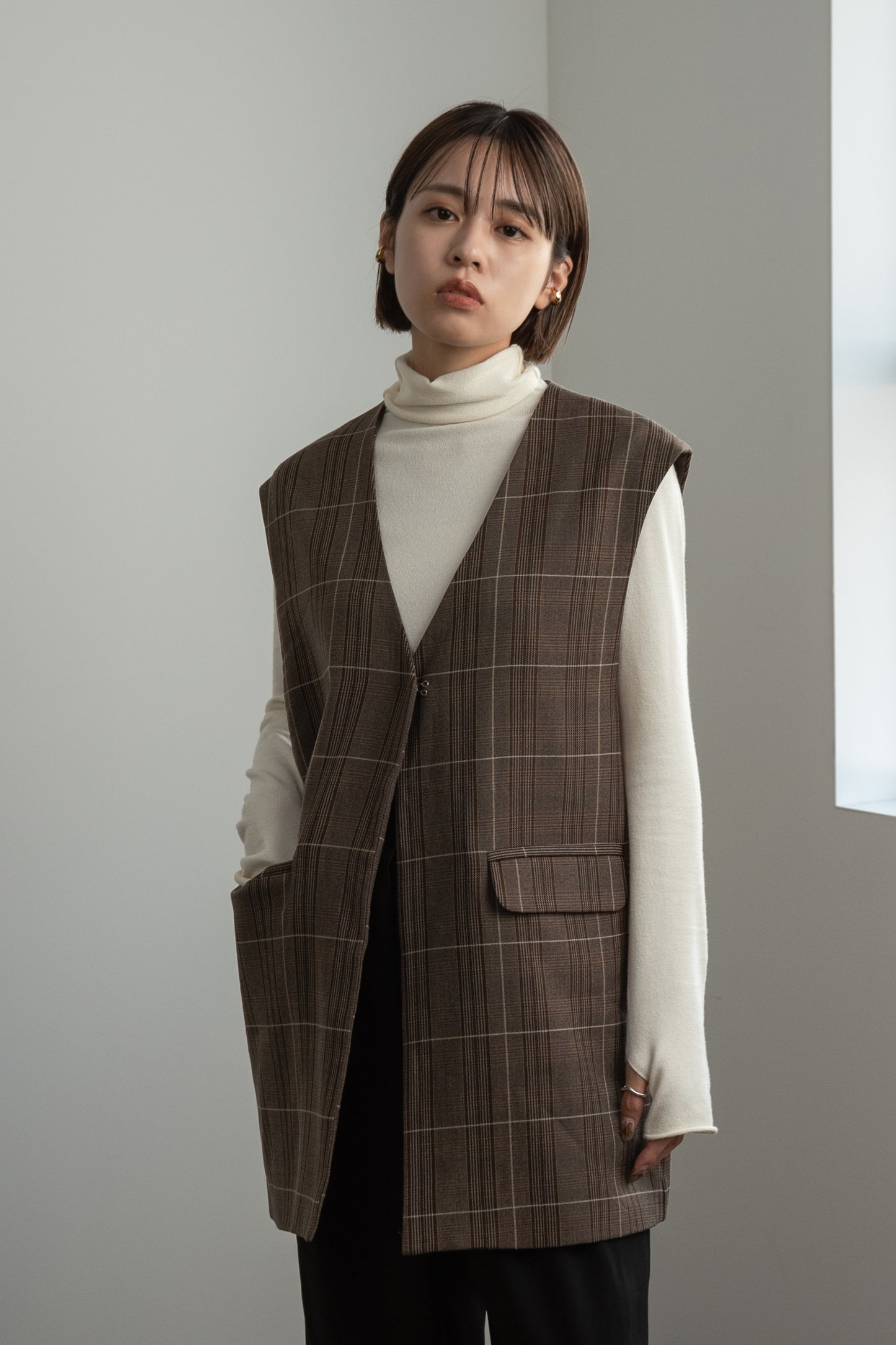 glen check vest