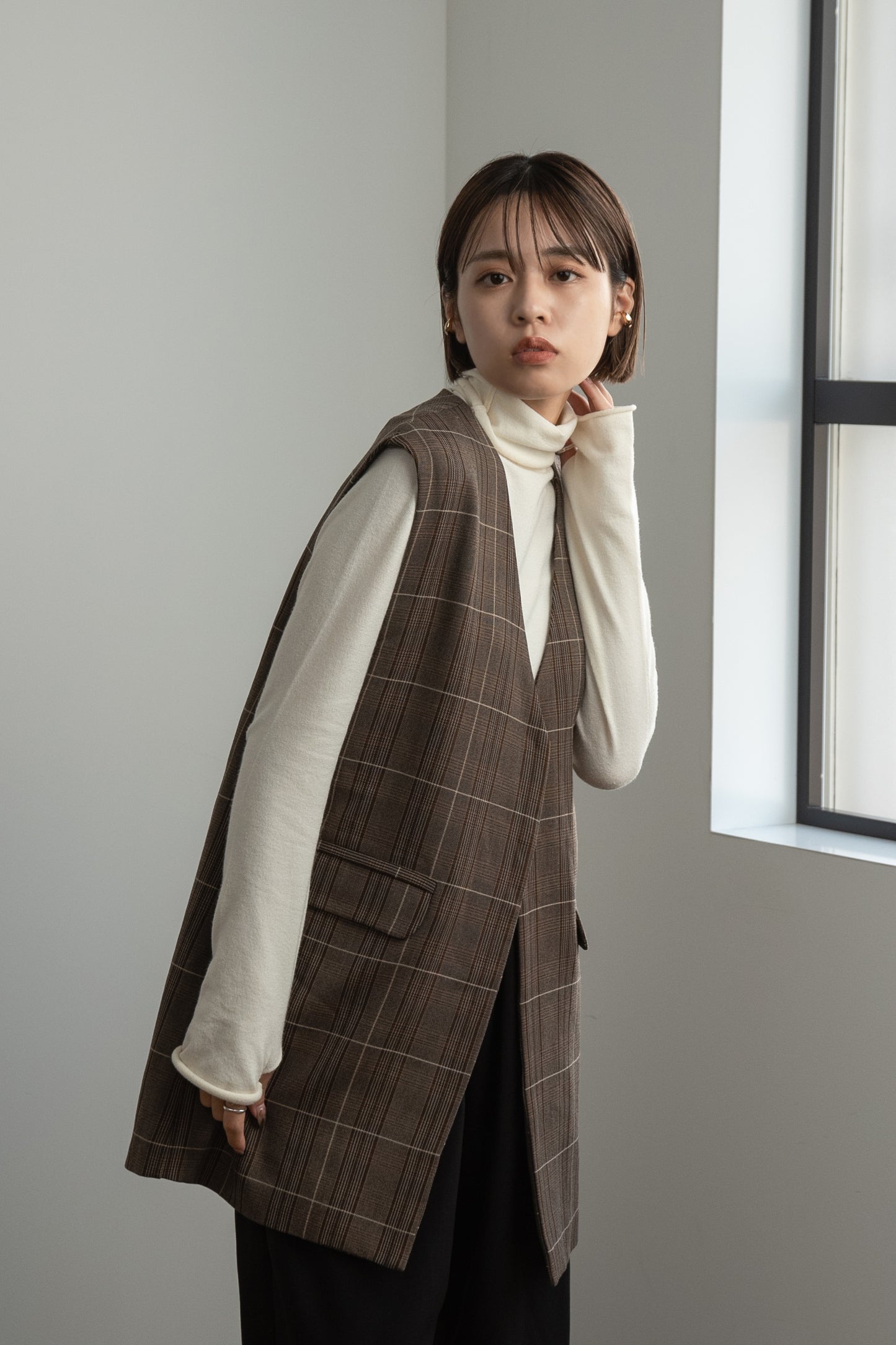 glen check vest