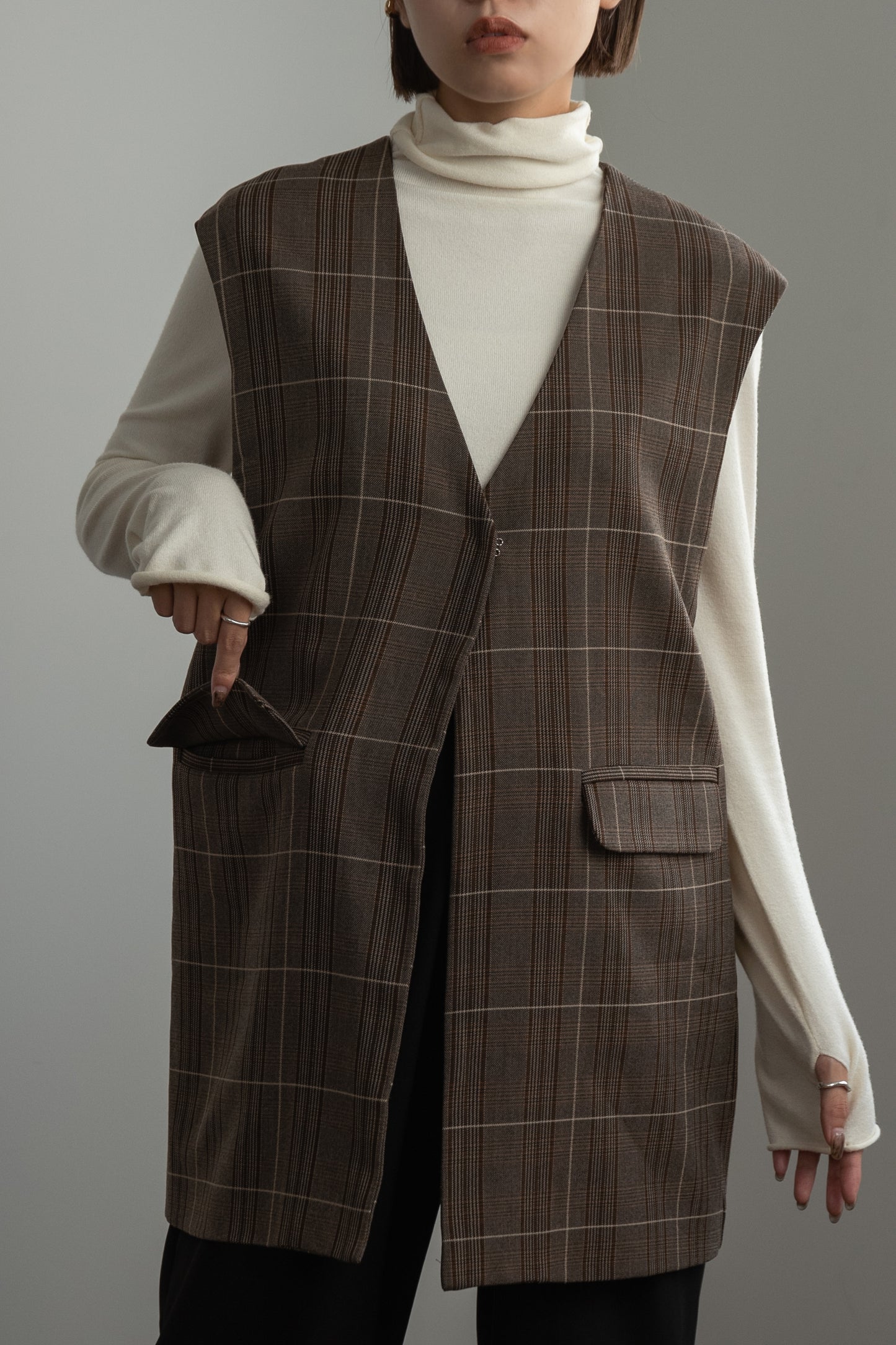 glen check vest