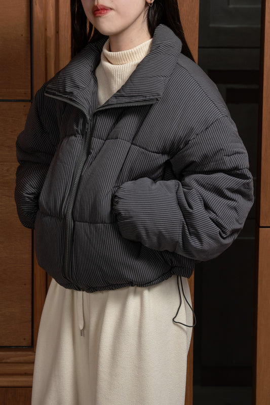 thin stripe high neck quilting coat