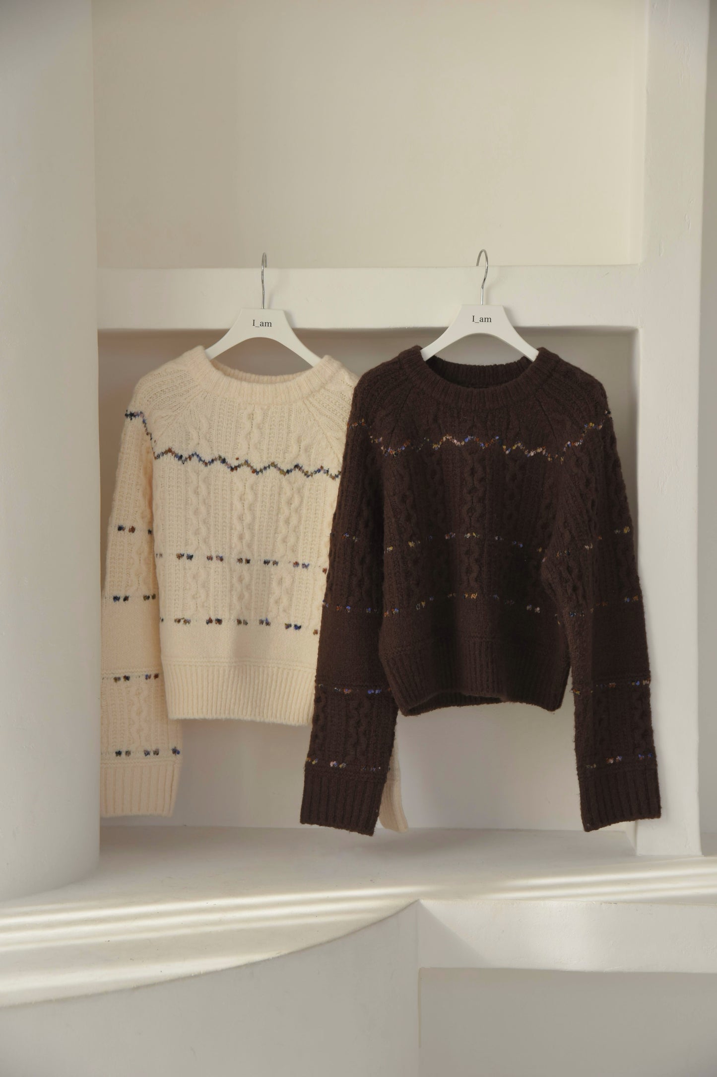 mix stitch accent cable knit