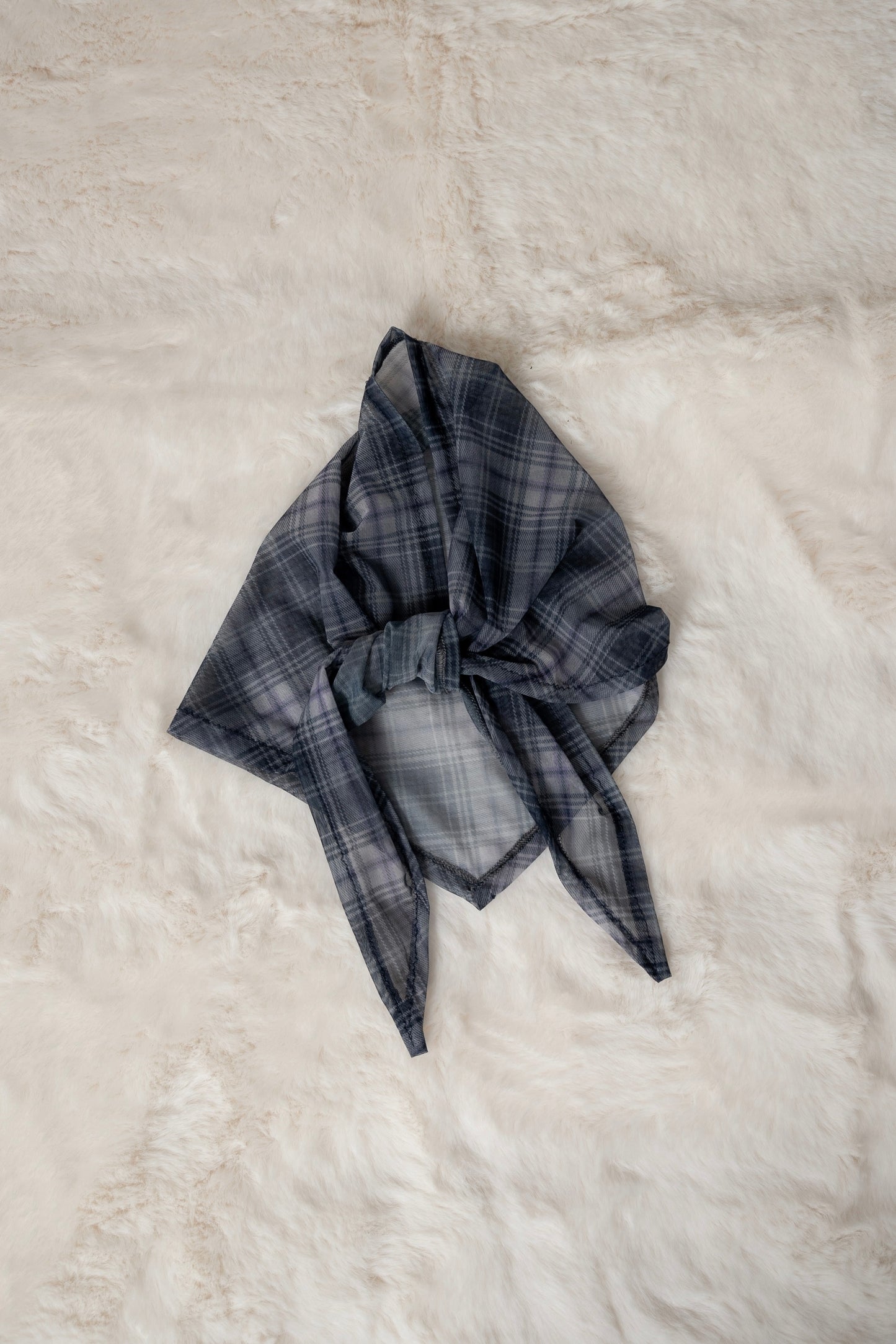 sheer mesh check triangle scarf