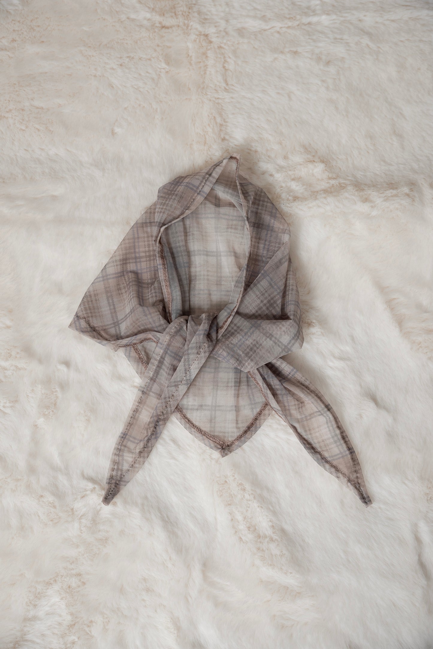 sheer mesh check triangle scarf