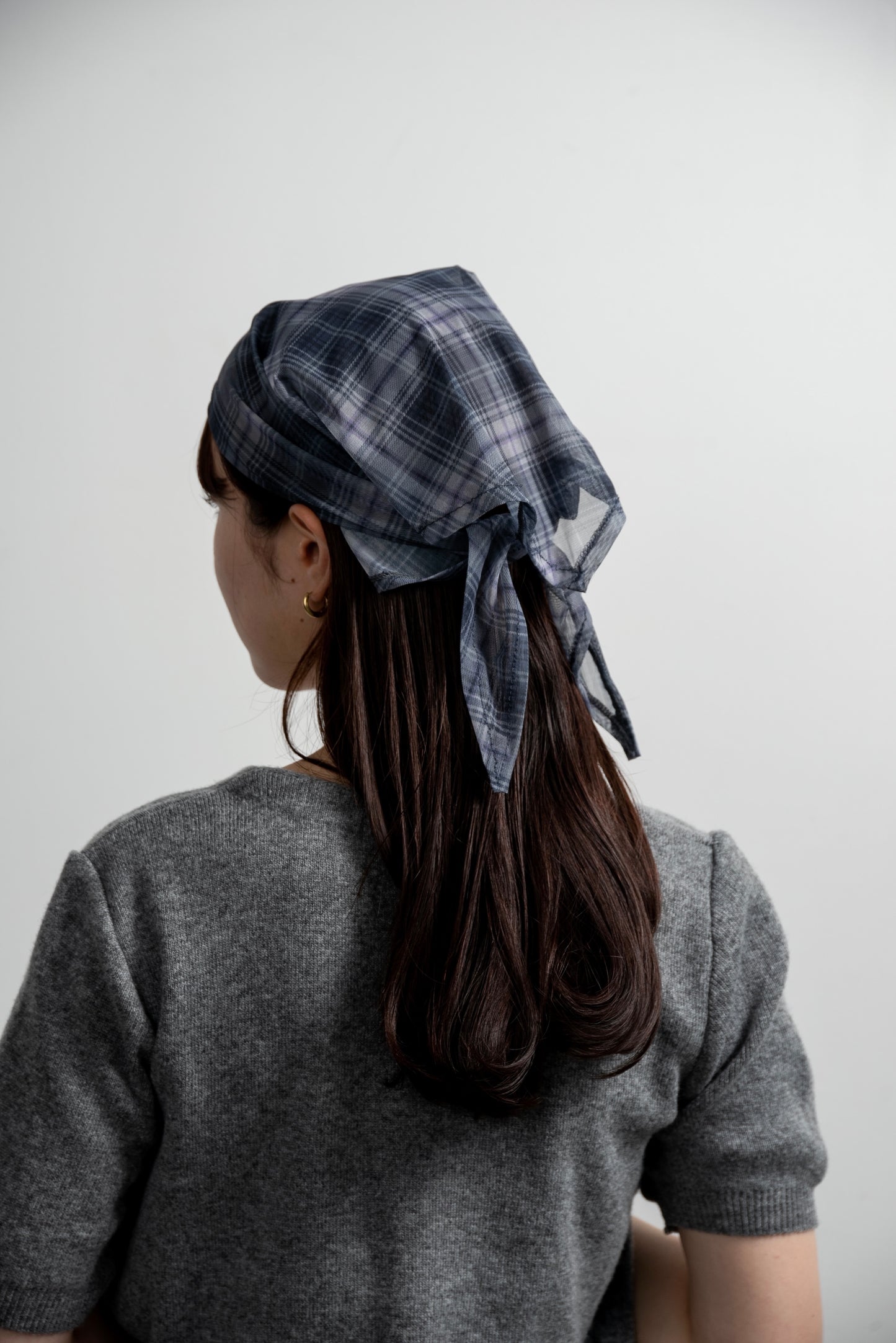 sheer mesh check triangle scarf