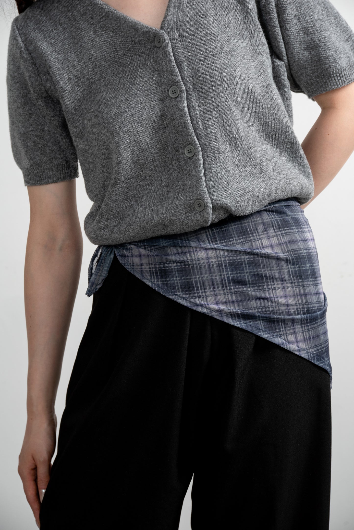 sheer mesh check triangle scarf
