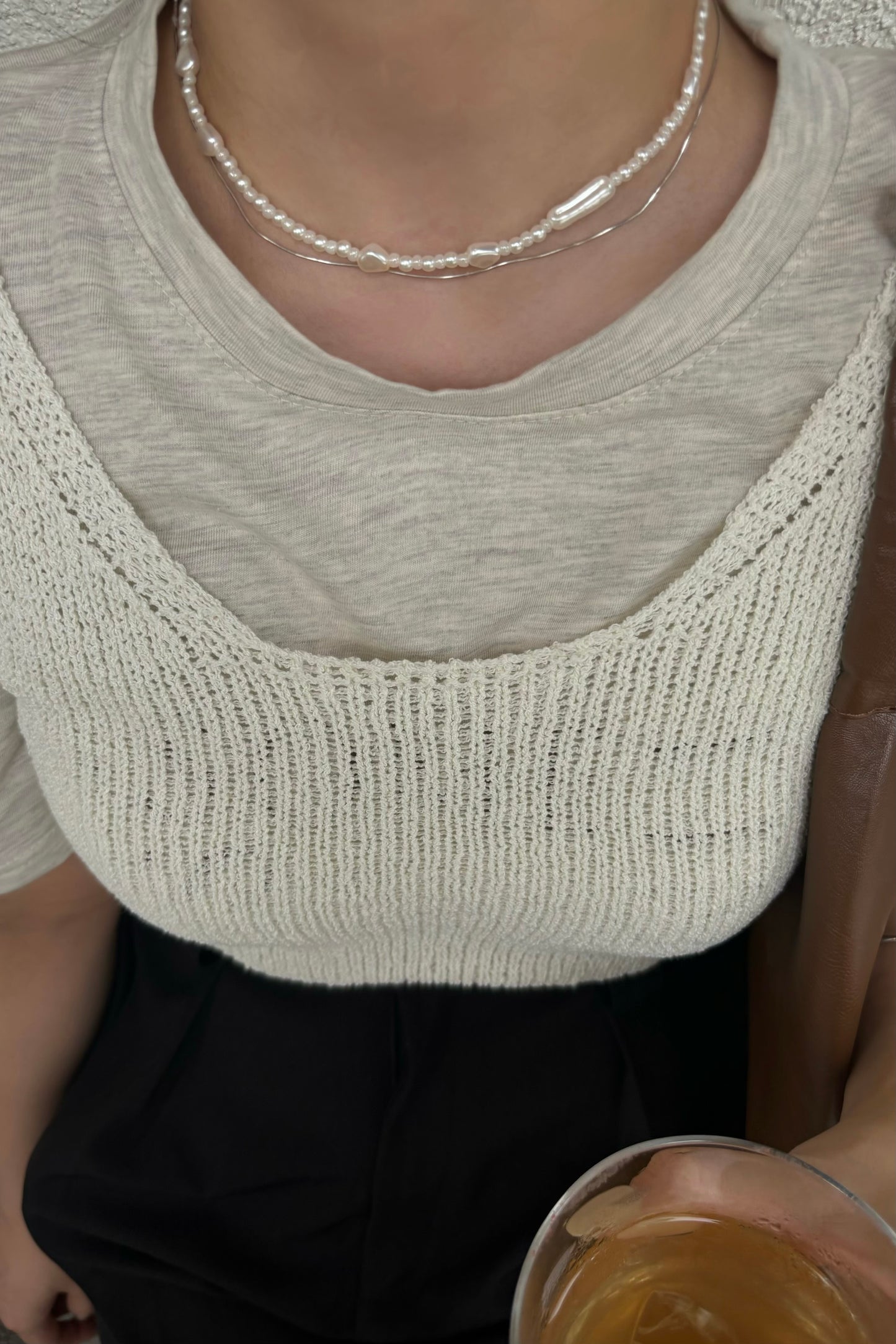 2way pearl like necklace