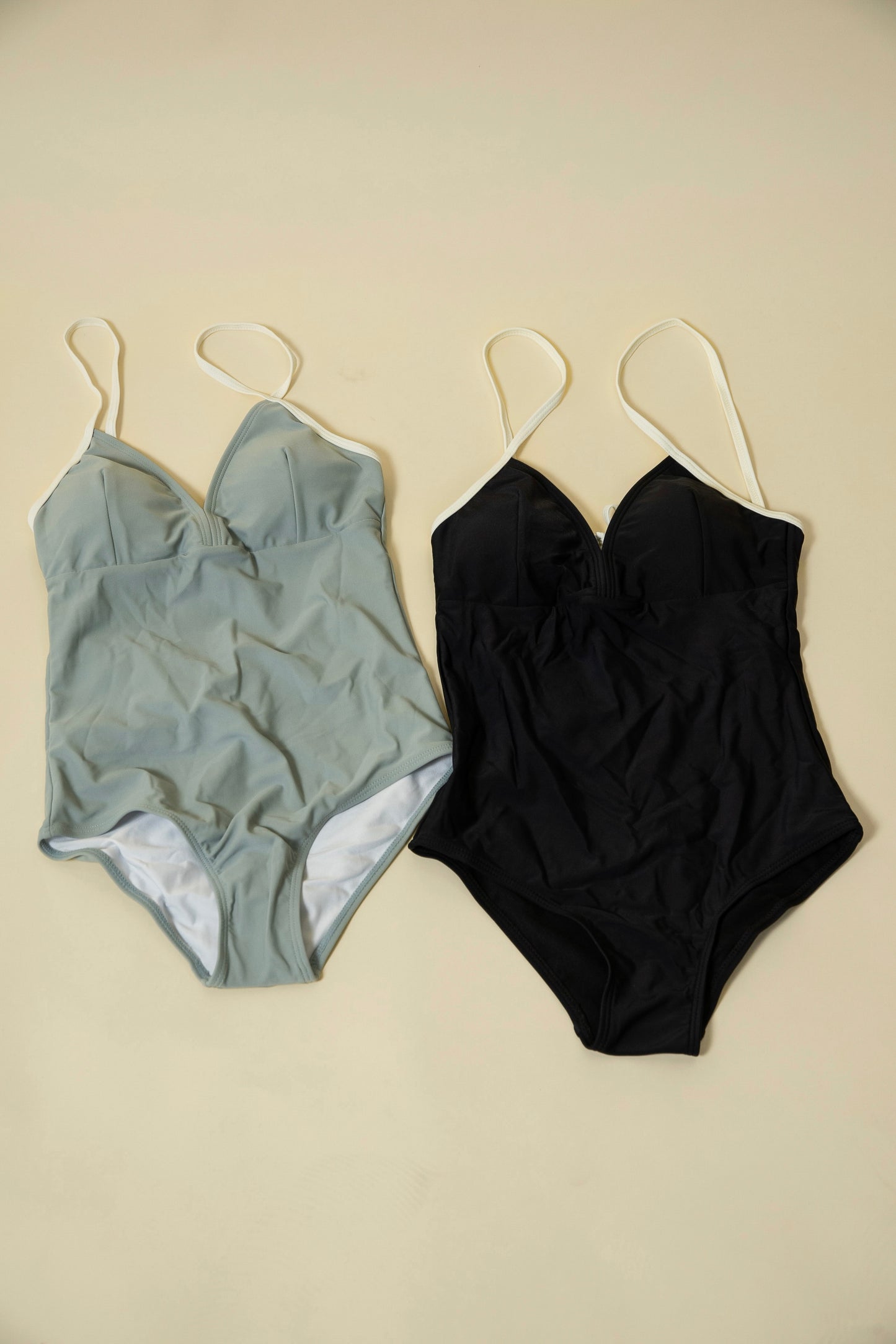 bi color v back open swimwear