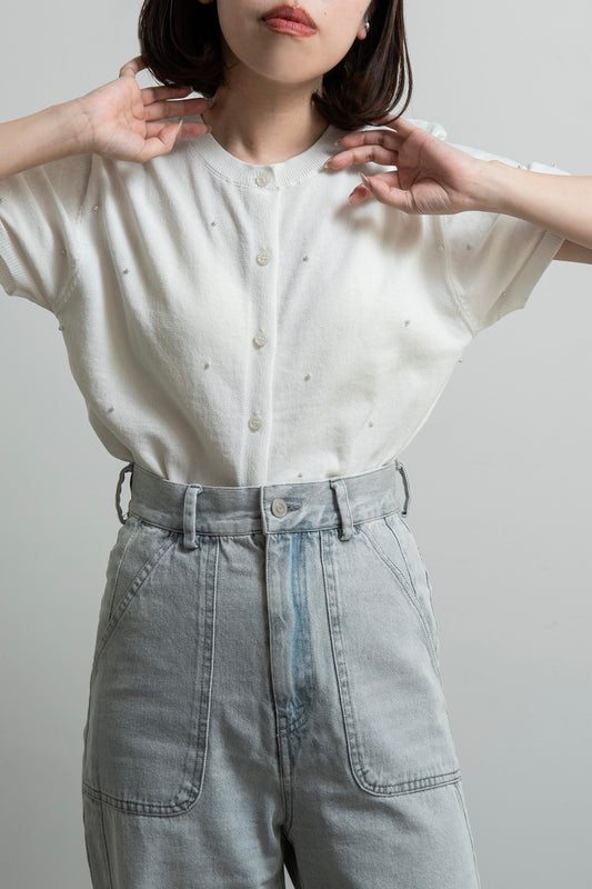 pearl like sleeve cardigan