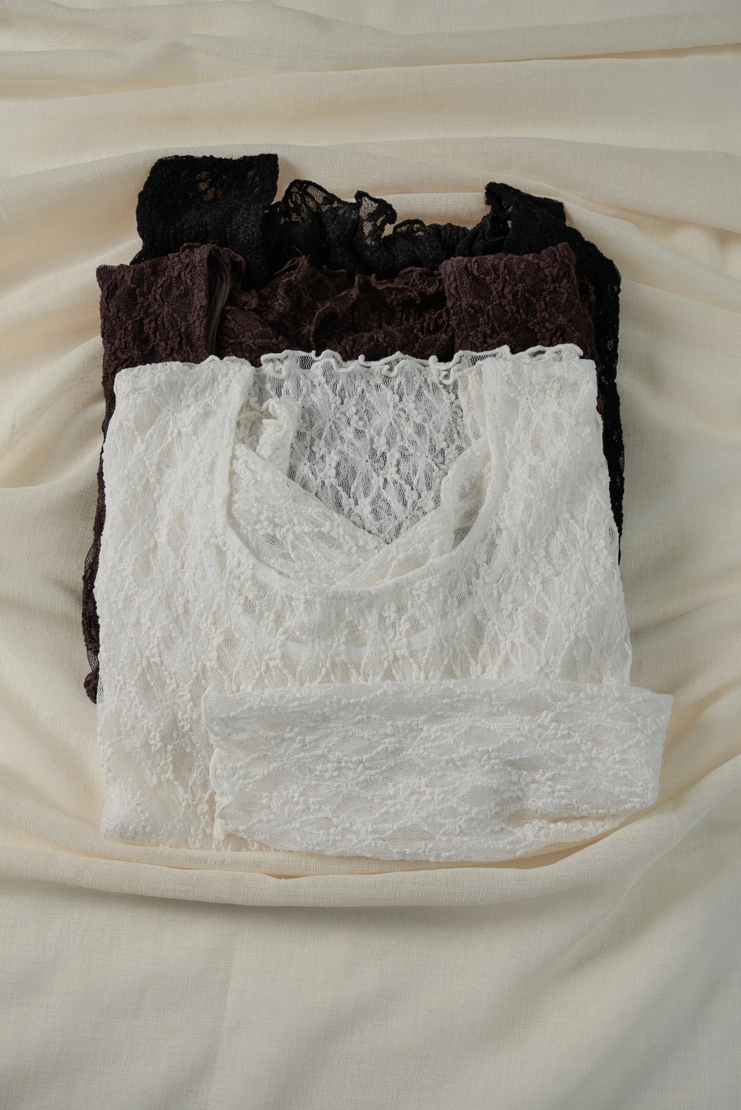 u neck sheer lace mellow tops
