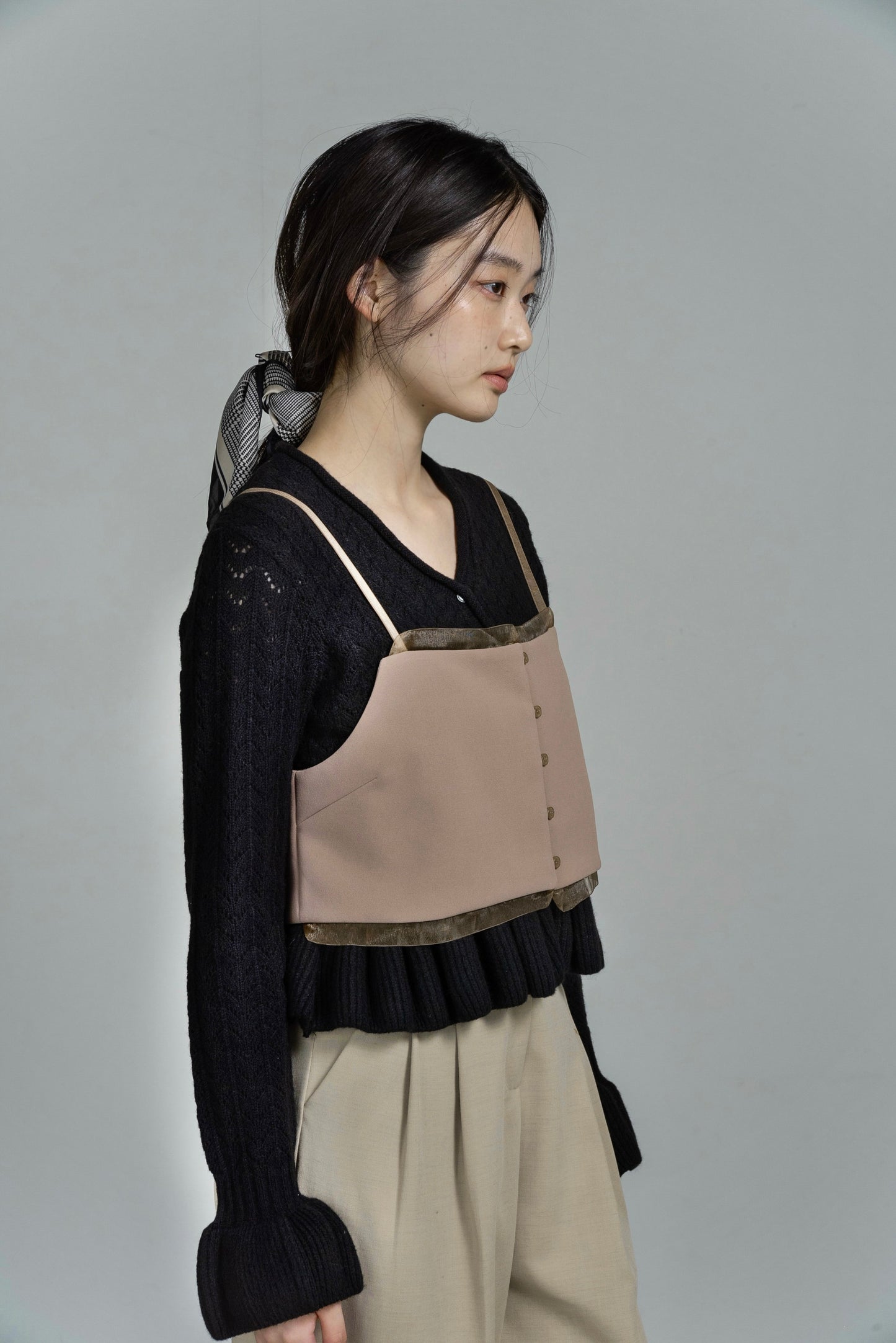 sheer docking front button bustier