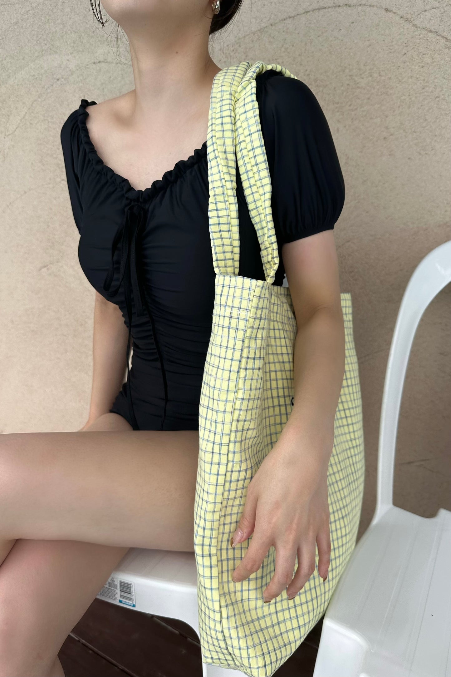 front gather short sleeve swimwear