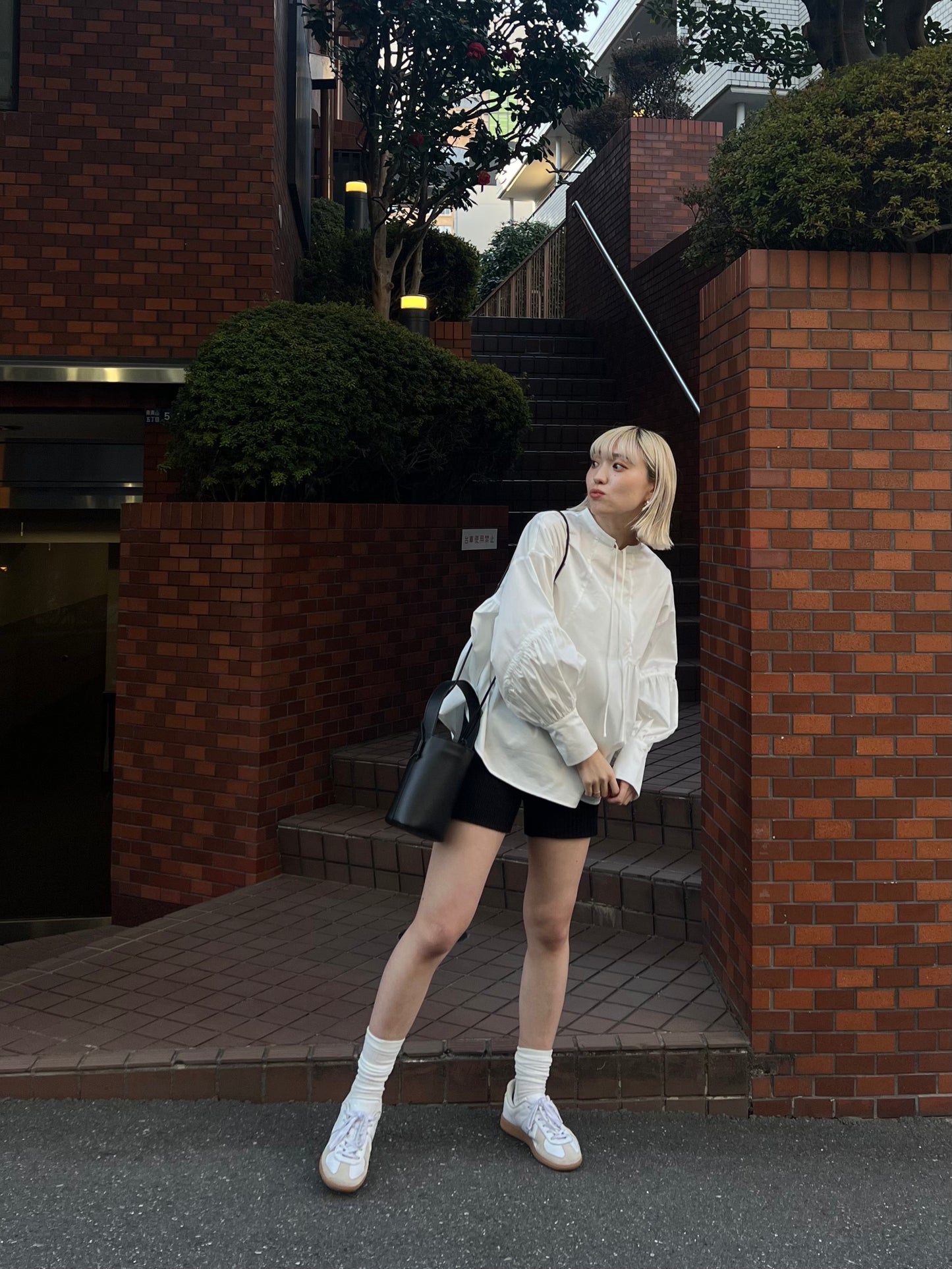 stand neck line design blouse【eim plus+限定アイテム】