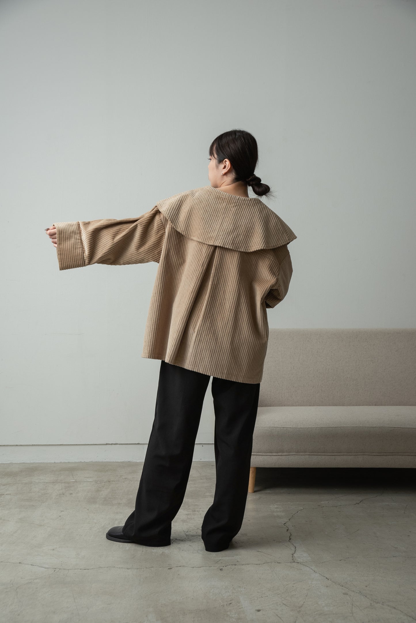 corduroy 2way midi coat