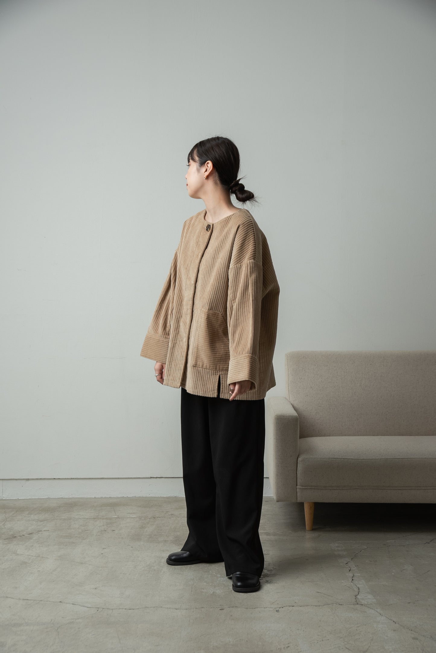 corduroy 2way midi coat