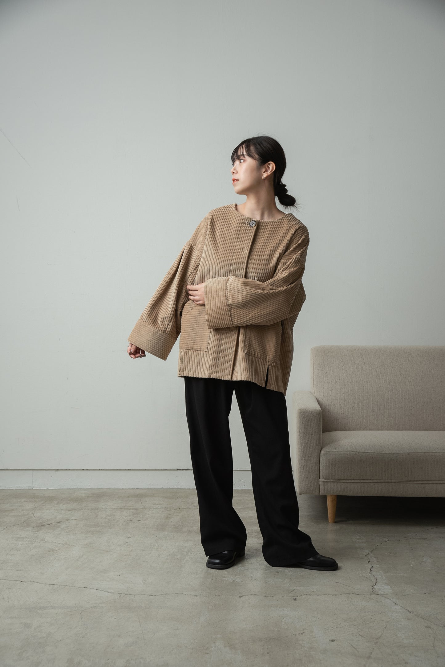 corduroy 2way midi coat