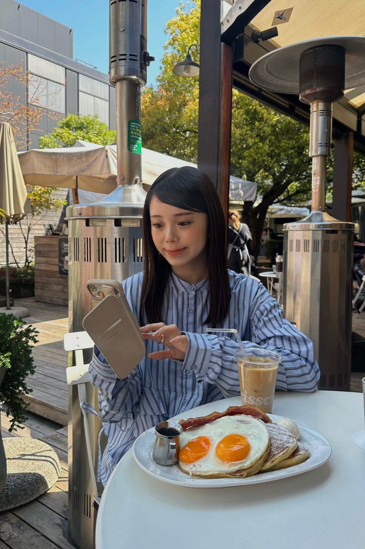waist frill ribbon stripe shirt