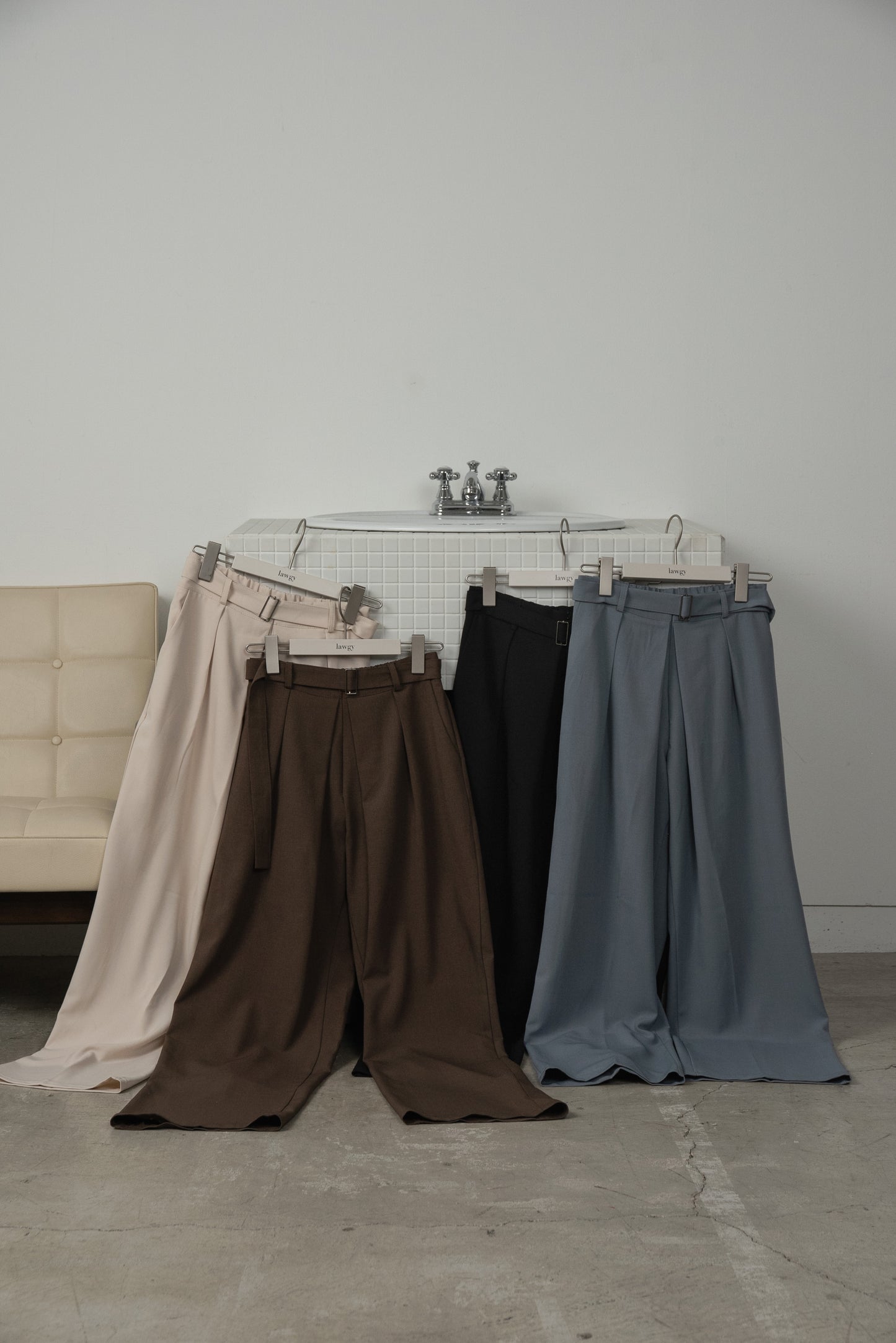 tuck straight belt set pants