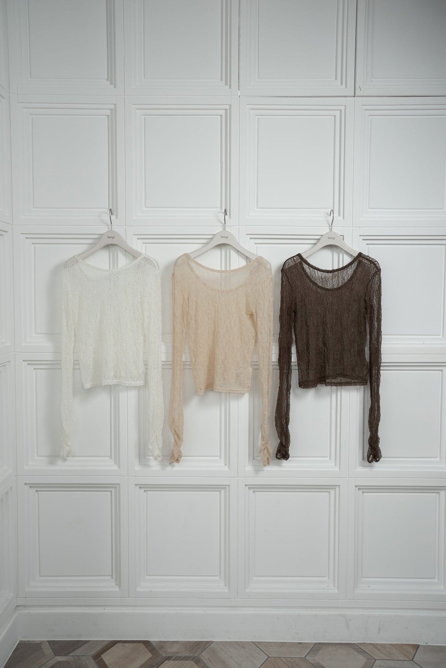lace 2way shirring tops