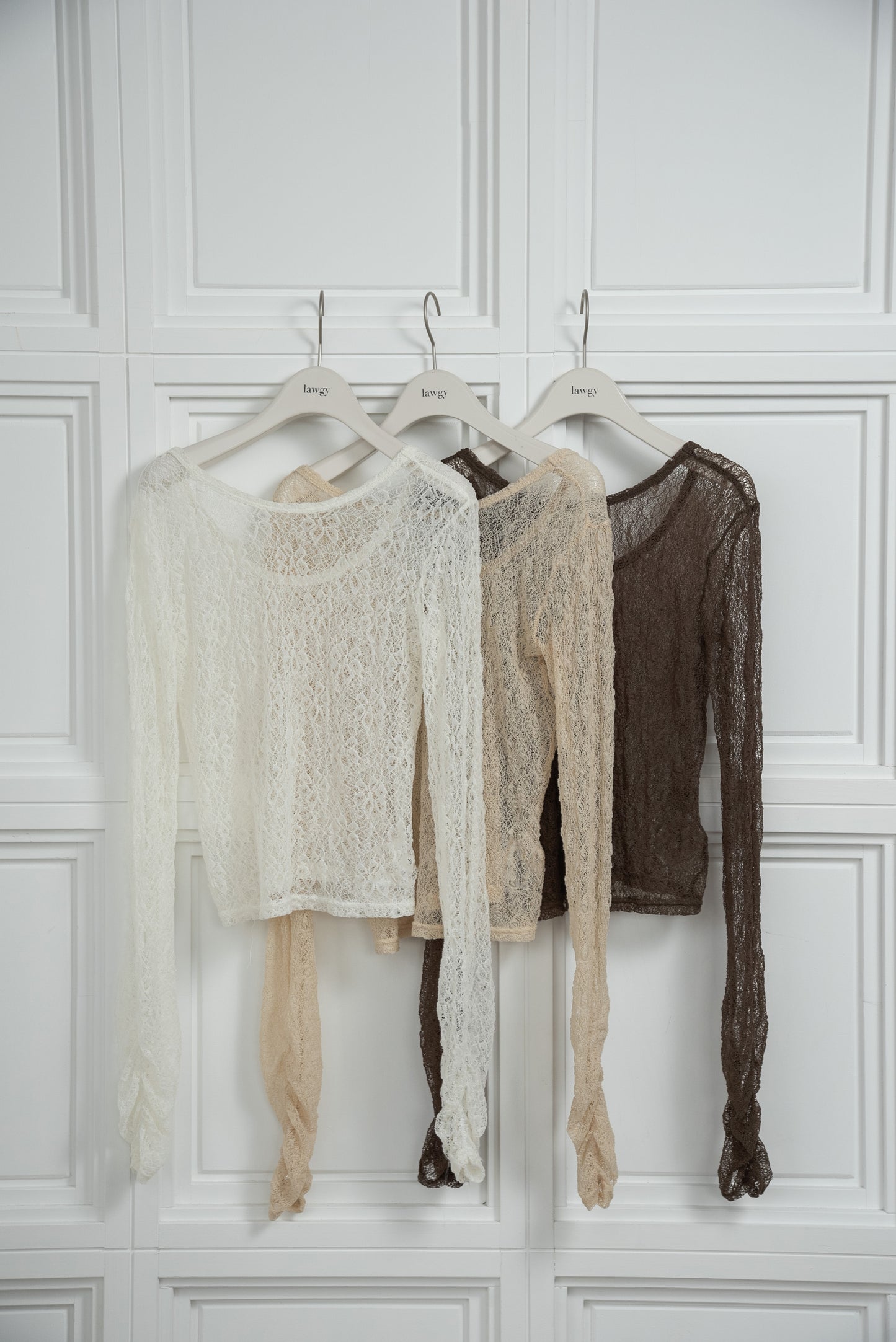 lace 2way shirring tops