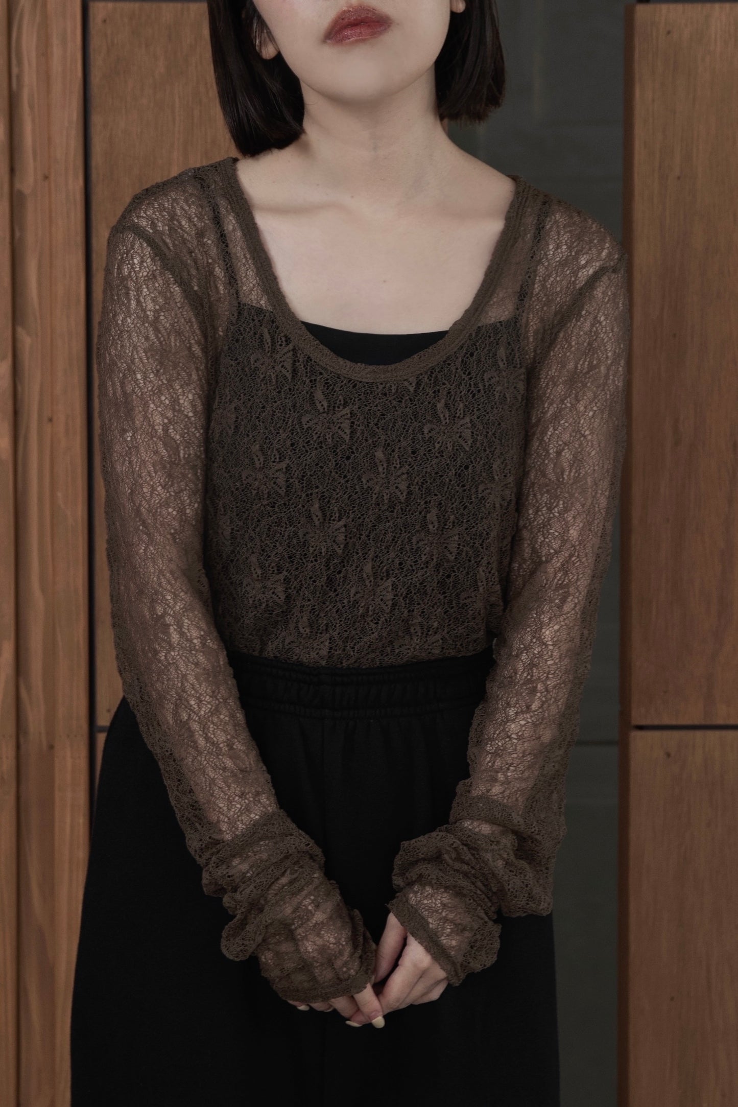 lace 2way shirring tops