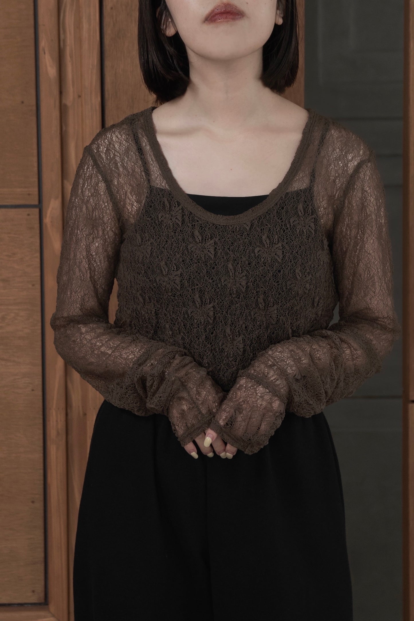 lace 2way shirring tops