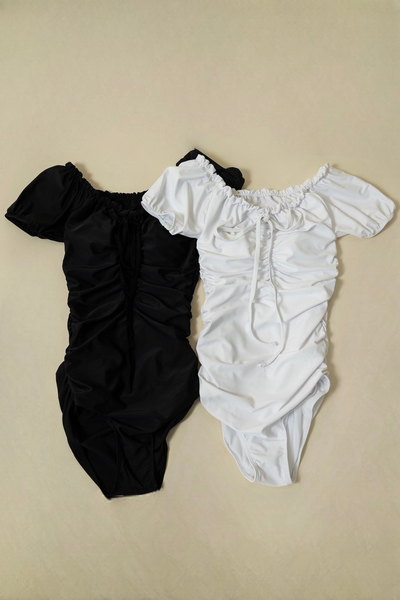 front gather short sleeve swimwear