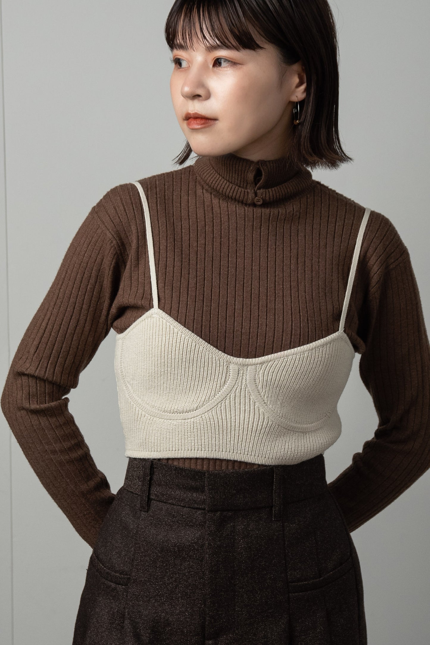 slim strap lingerie knit bustier