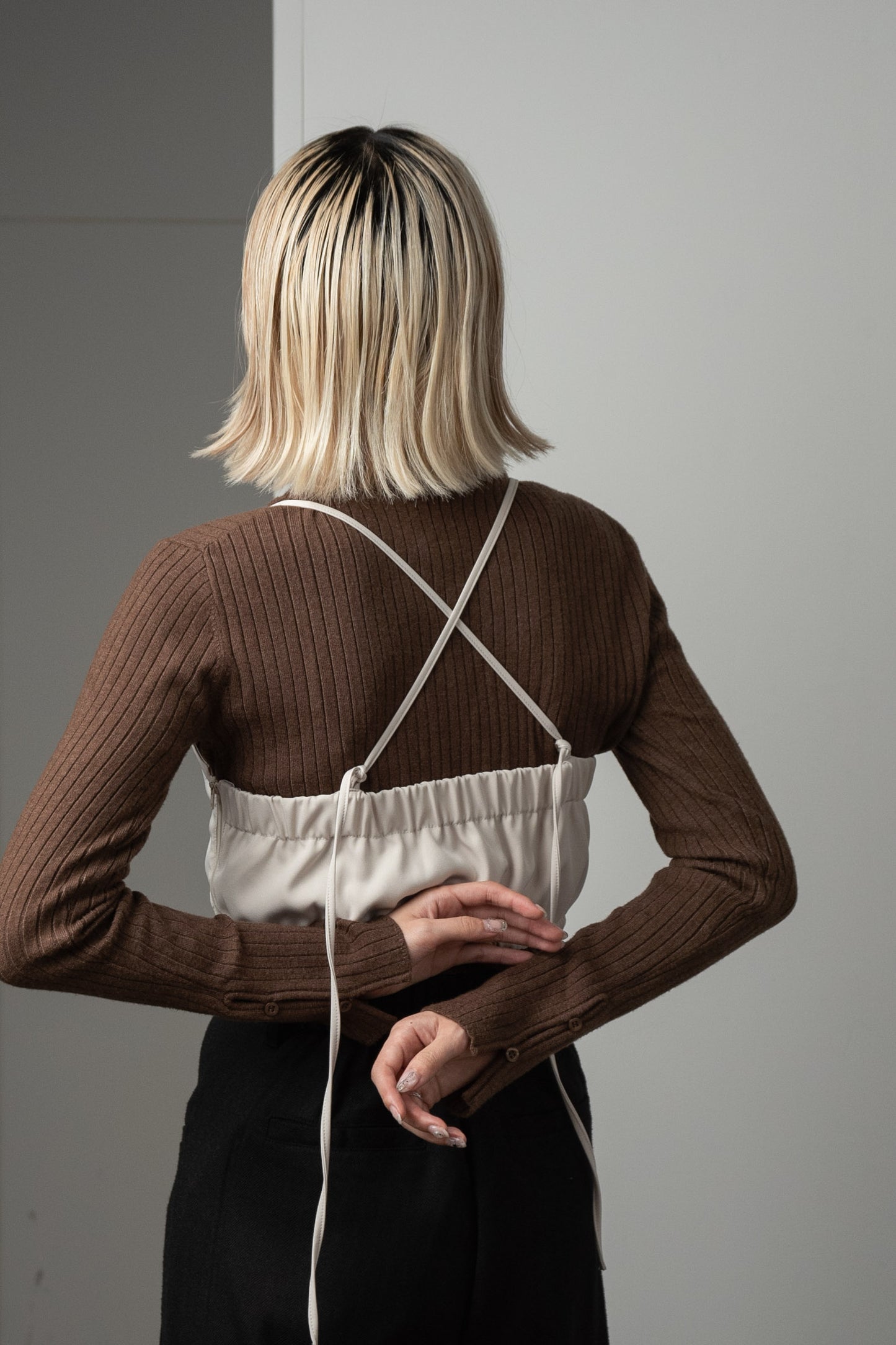 twill cross camisole bustier