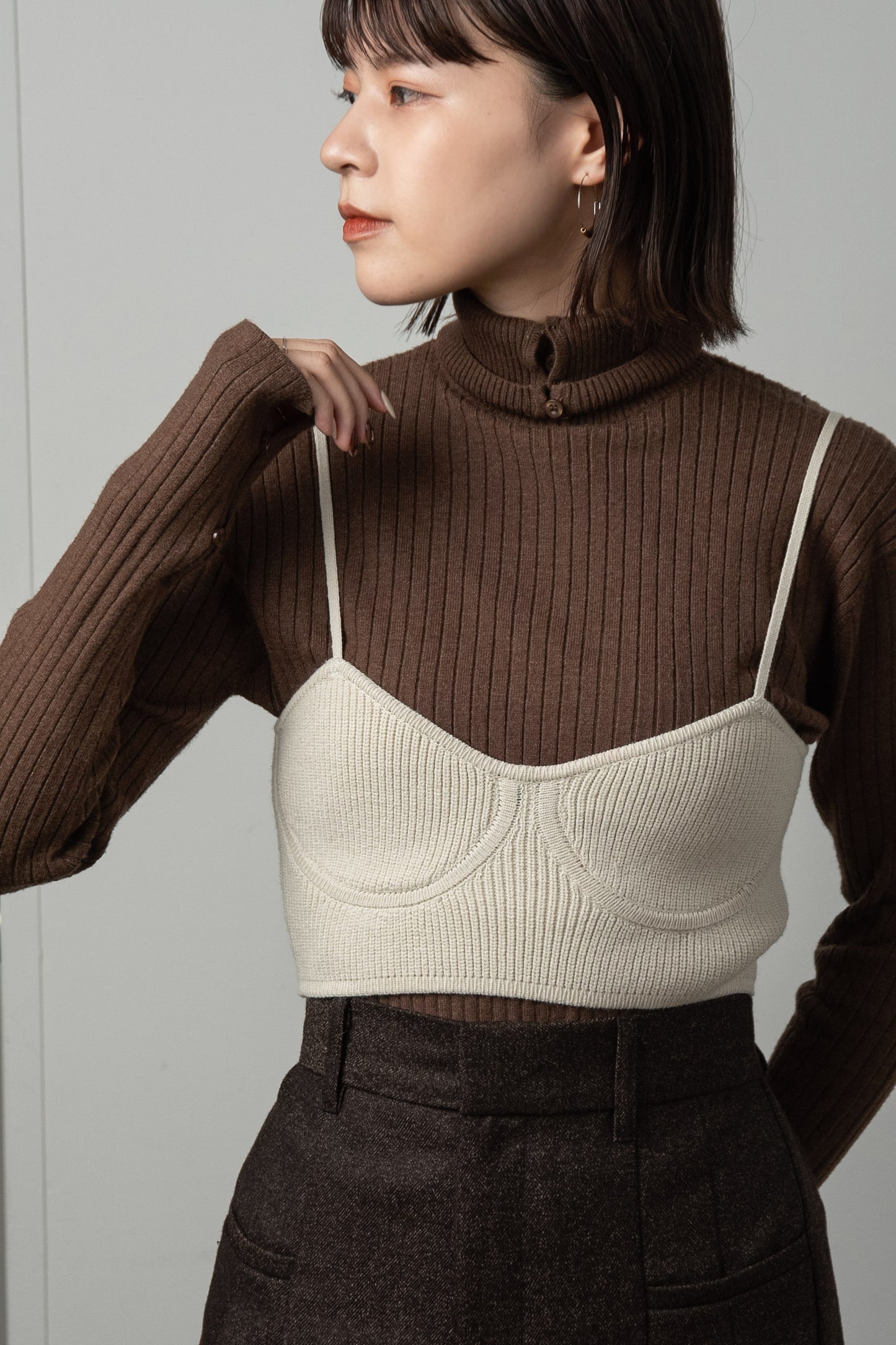 slim strap lingerie knit bustier