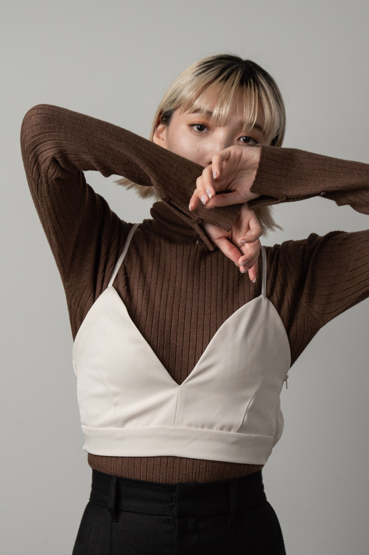 twill cross camisole bustier