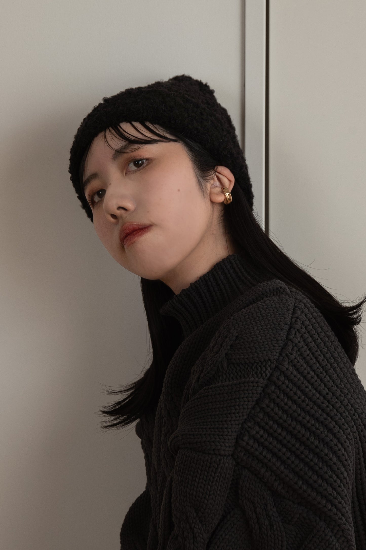 fluffy knit cap